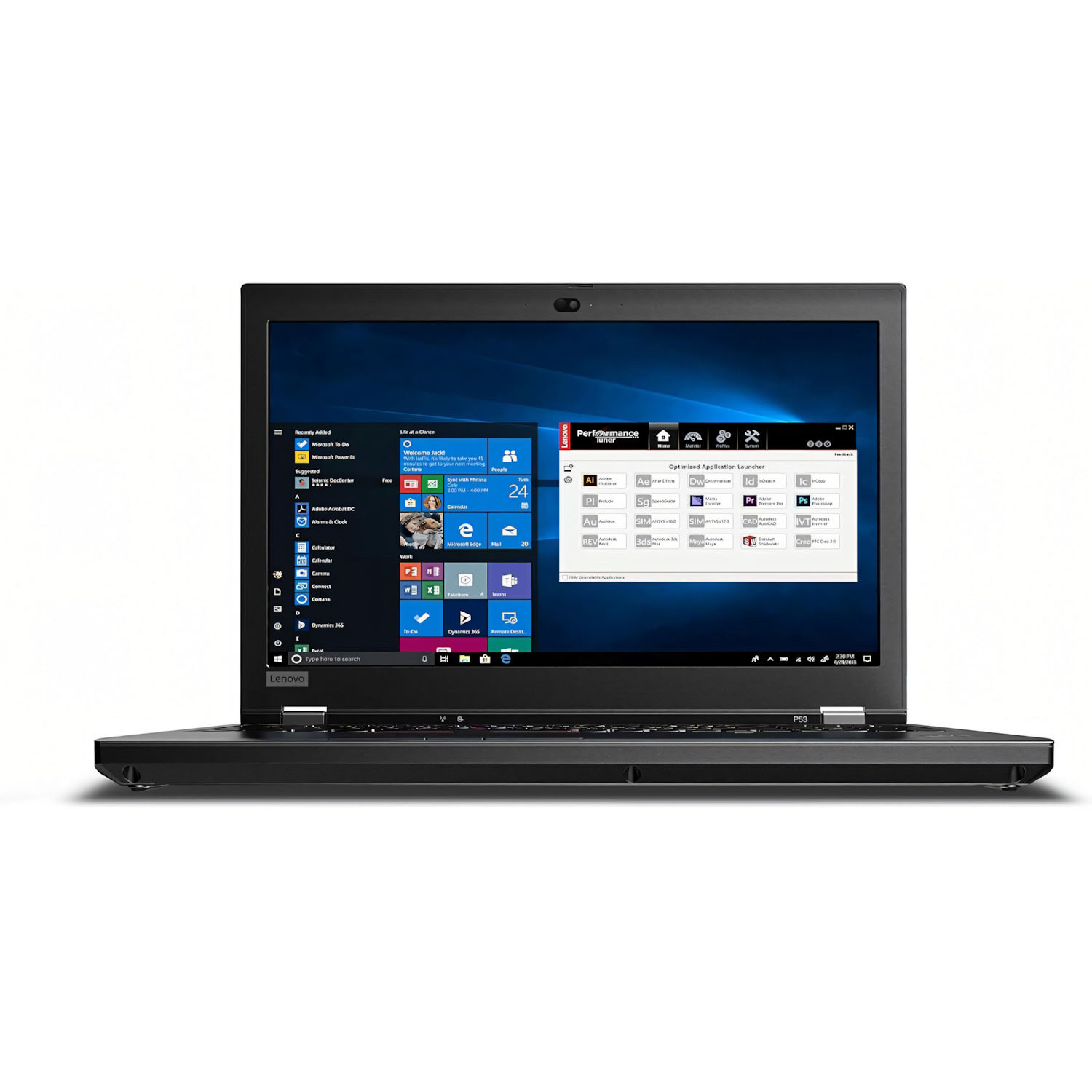 Laptop negro que muestra el escritorio de Windows con múltiples ventanas de aplicaciones abiertas.