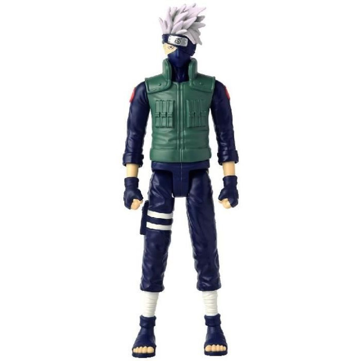 Figurka Kakashi Hatake. Stoi wyprostowany, ma na sobie zieloną kamizelkę, granatowe spodnie i maskę.