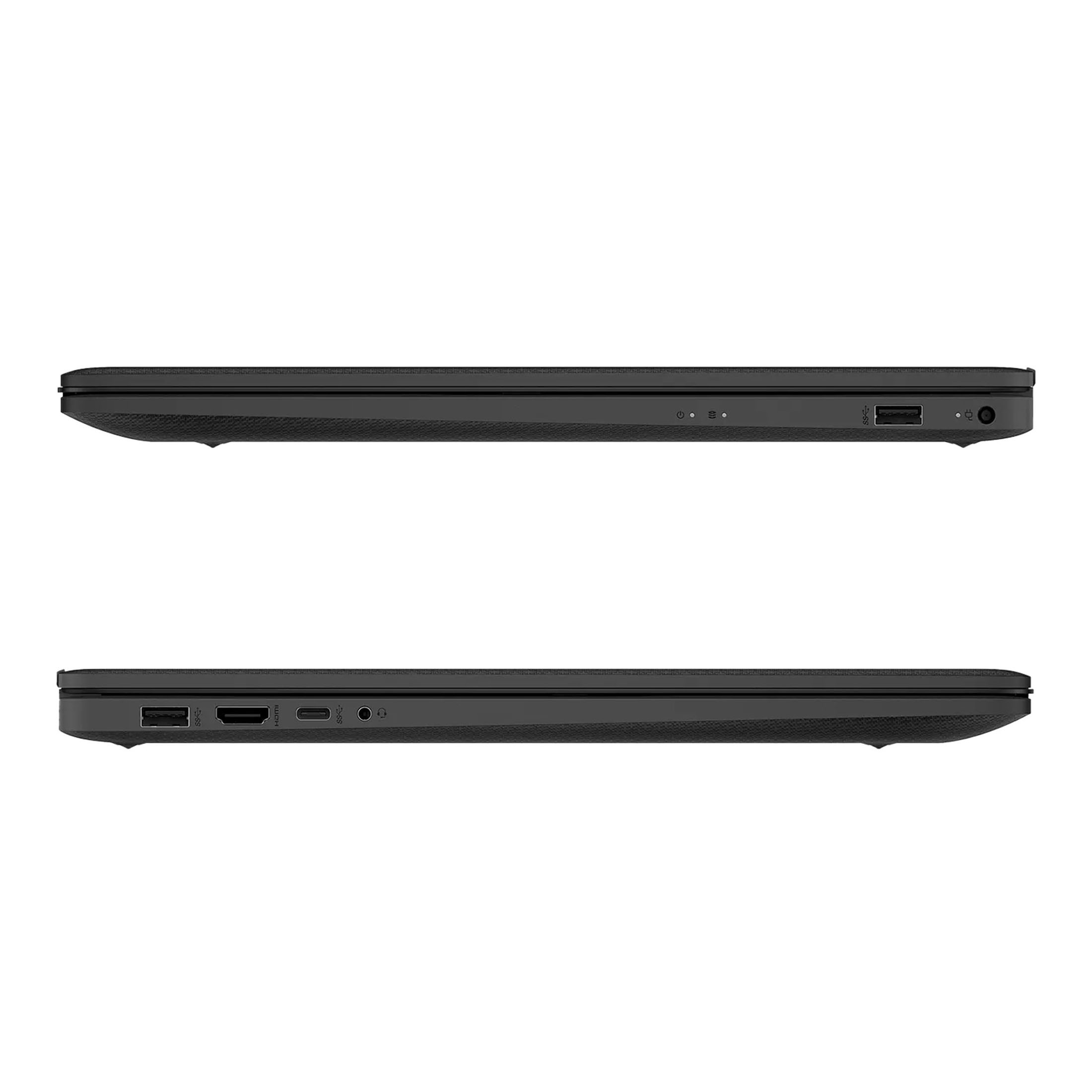 Zwei Seiten schwarzer Laptops. Anschlüsse sind an den Kanten der geschlossenen Geräte sichtbar.