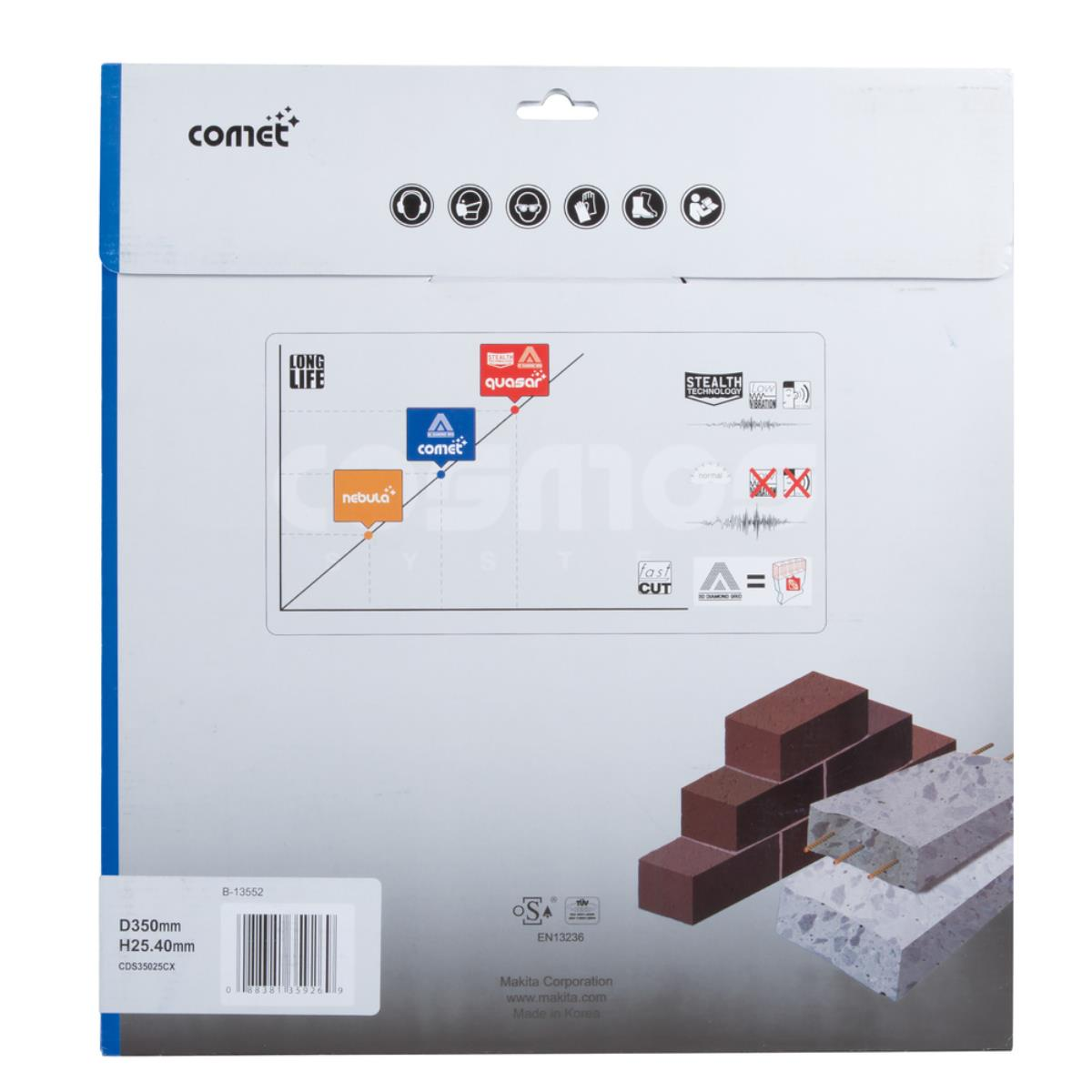 Eine Produktverpackung mit Text und Bildern von Werkzeugen und Diagrammen.