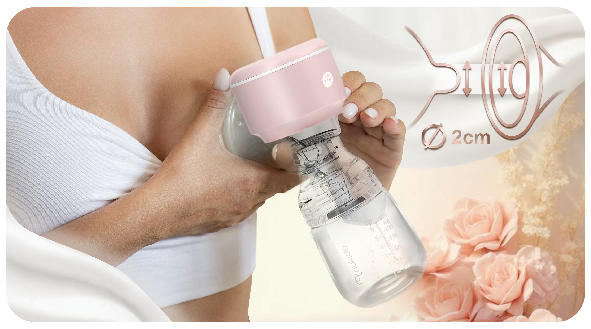 Podświetlane pudełko z wymiarami i kwadratem na górze.