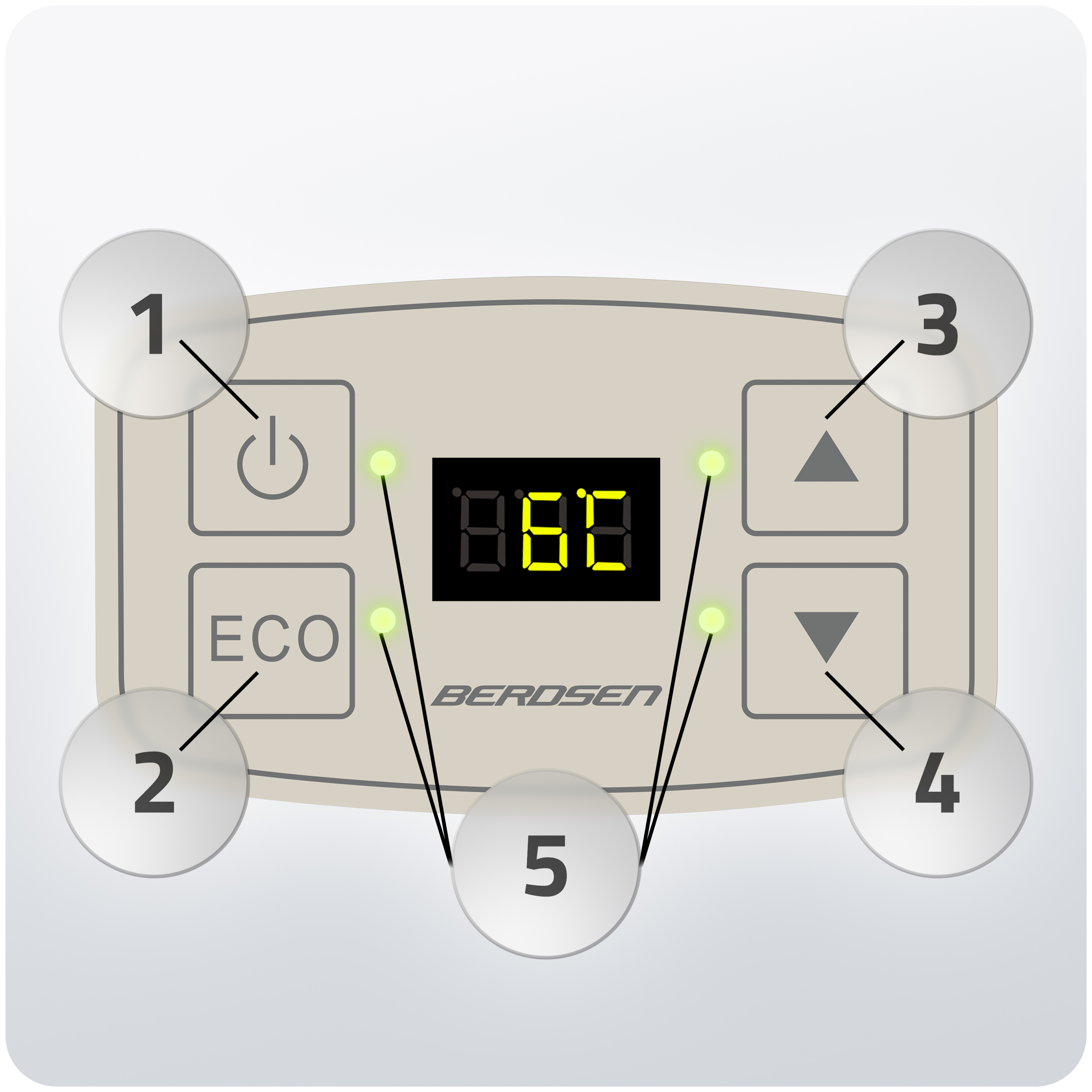 Zbliżenie panelu sterowania beżowej chłodziarki z przyciskami i wyświetlaczem cyfrowym.