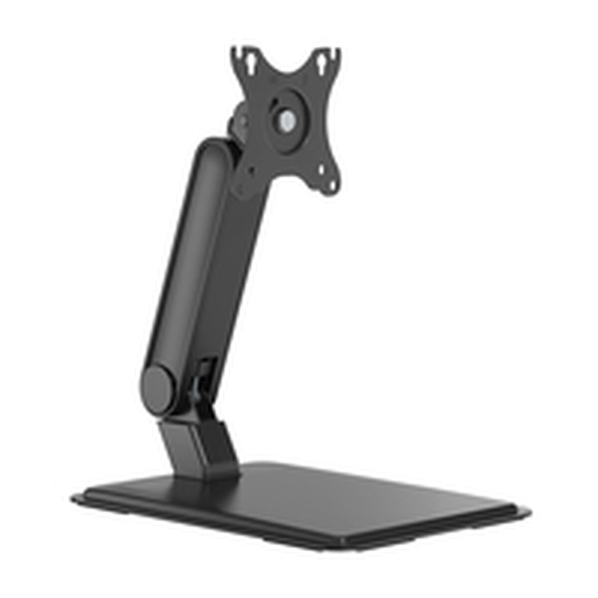 Braccio monitor nero con base. Design regolabile. Supporta un singolo monitor. Costruzione metallica.
