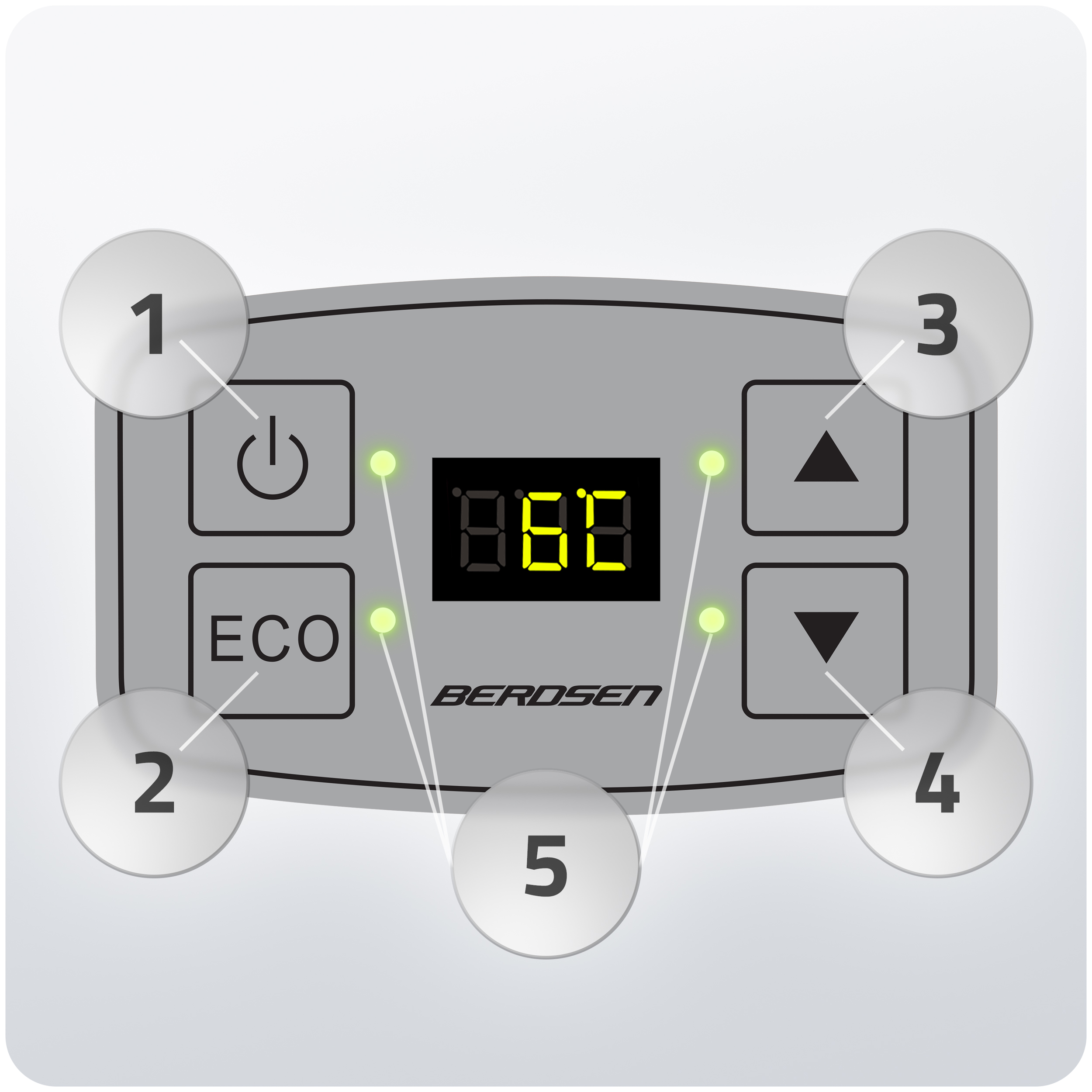 Zbliżenie cyfrowego panelu sterowania z przyciskami i wyświetlaczem pokazującym numer.