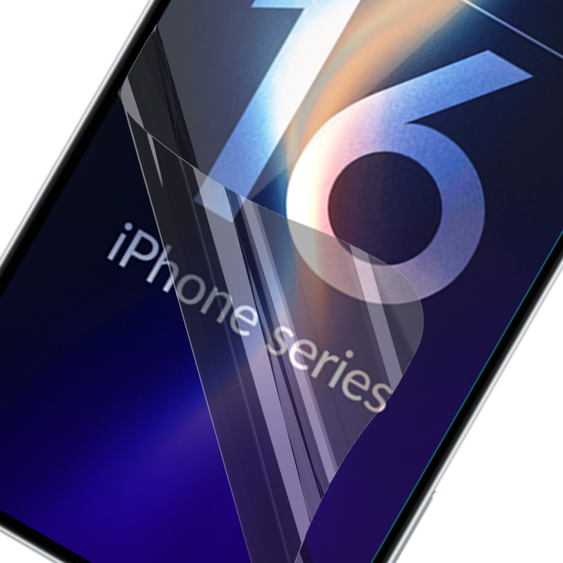 Zbliżenie ekranu telefonu z nałożoną ochroną. Telefon wyświetla numer '16'.