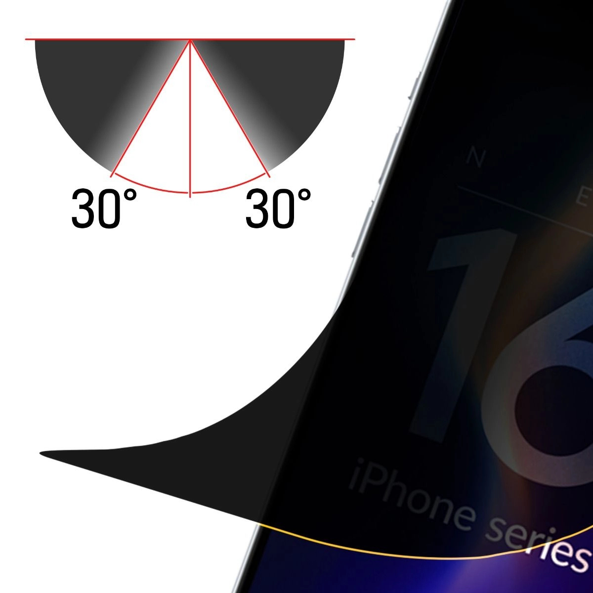 Ochraniacz ekranu iPhone z specjalnym kątem prywatności, z logo 3mk.