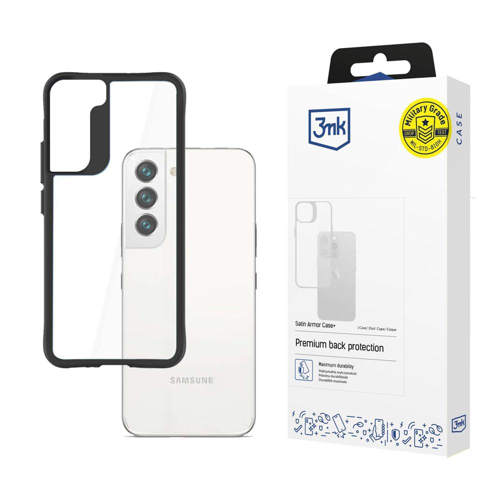 Białe etui i telefon, pudełko z etui po prawej.