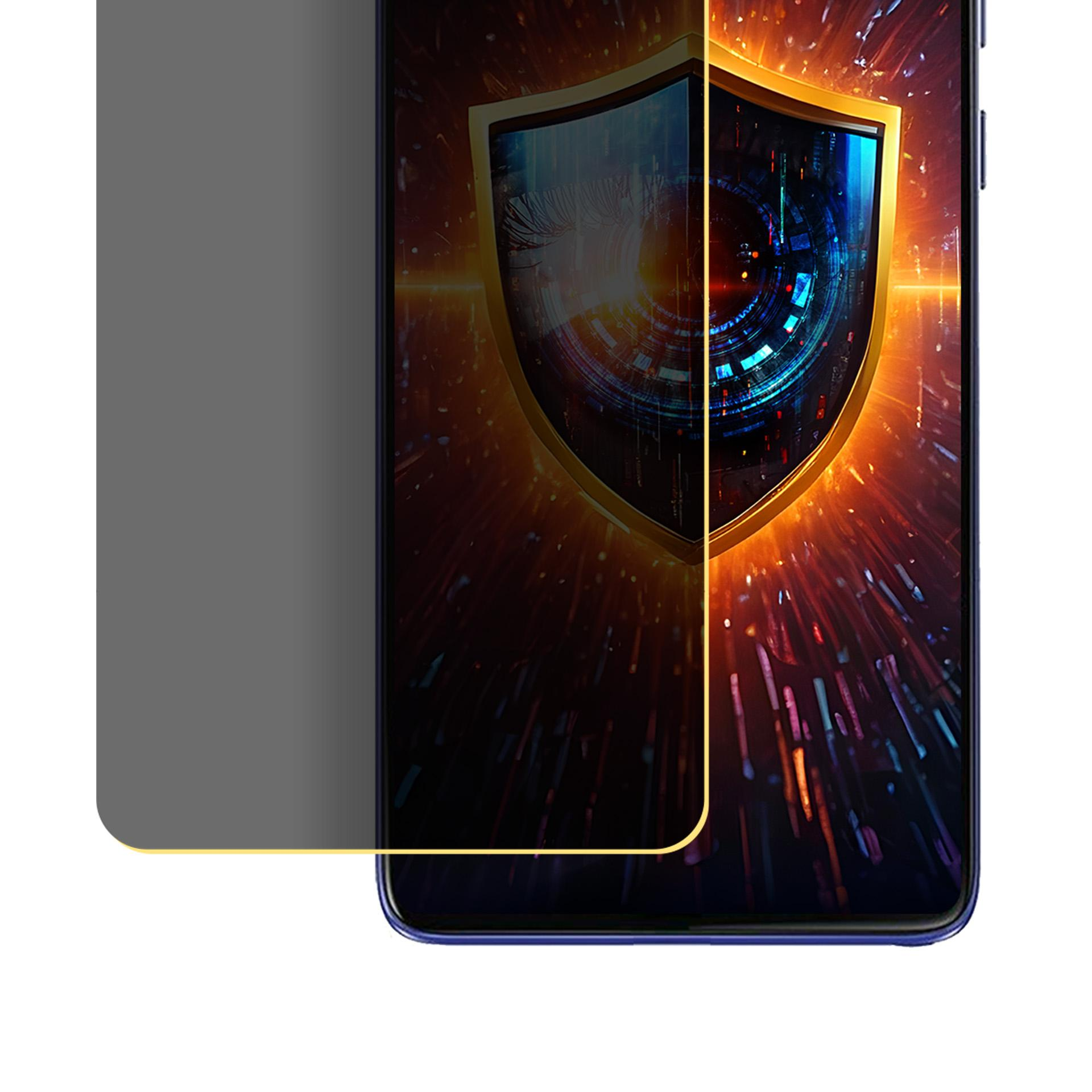 Schermo del telefono con una protezione privacy e un'immagine di scudo.