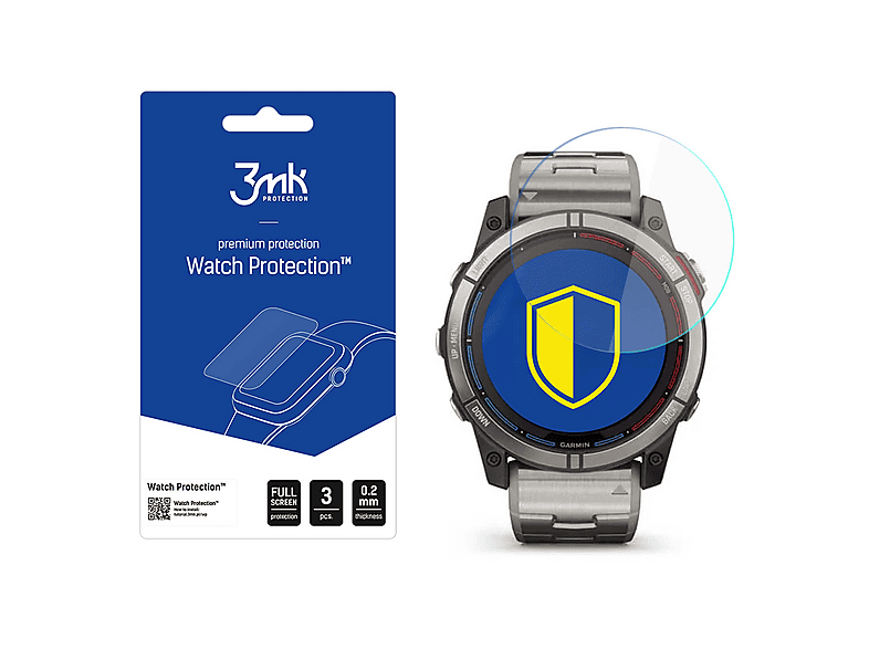 Pellicola Protettiva In Vetro Ibrido Per Garmin Quatix 7 – 3 Pezzi, Durezza 9H, Anti-Impronta E Ultra Sottile (Made In Germany)