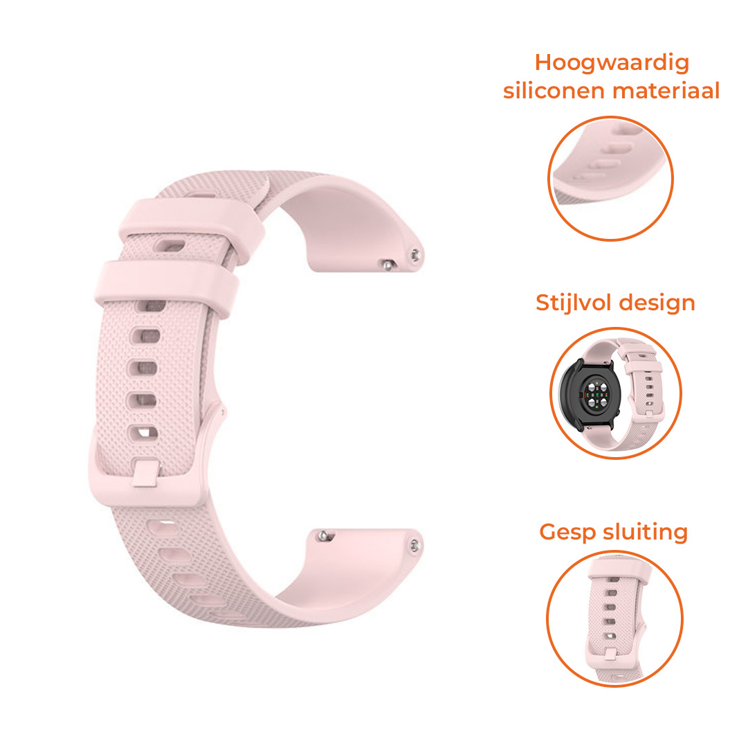 Rosa Uhrenarmband mit Designdetails und angebrachter Uhr.