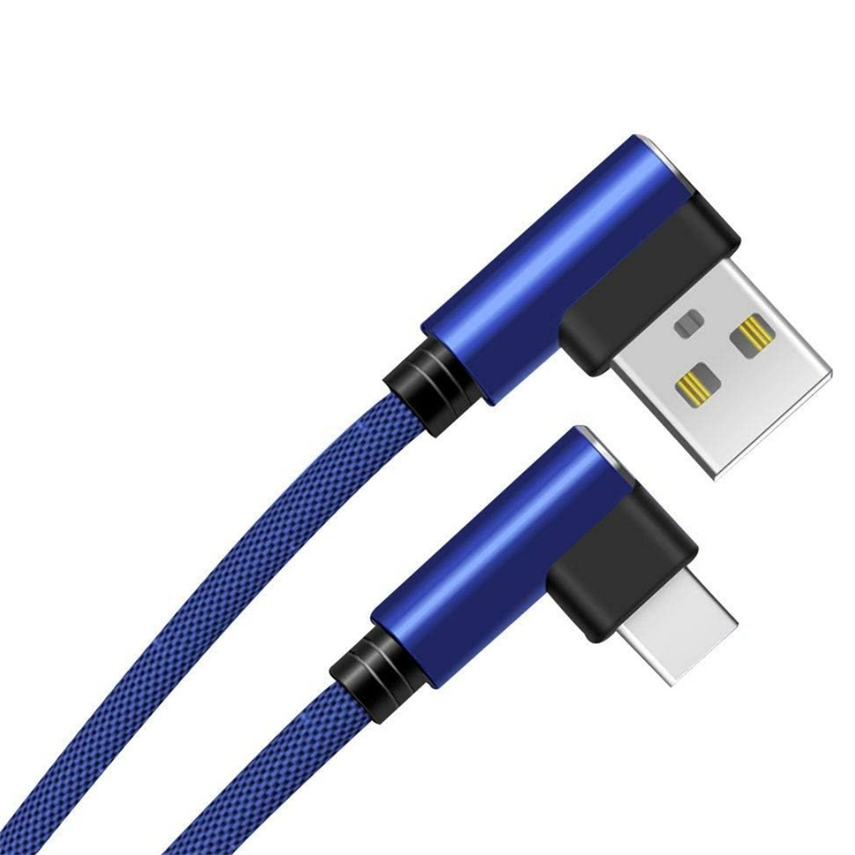 Zwei blaue USB-Kabel mit verschiedenen Steckern. Eines ist USB-A, das andere USB-C.