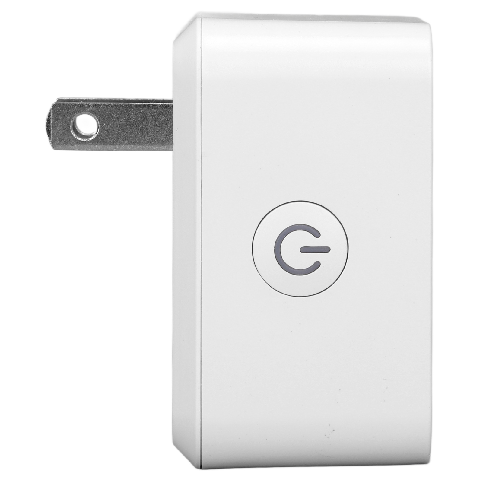 Weißer Netzadapter mit Stecker und Ein/Aus-Taste an der Seite.