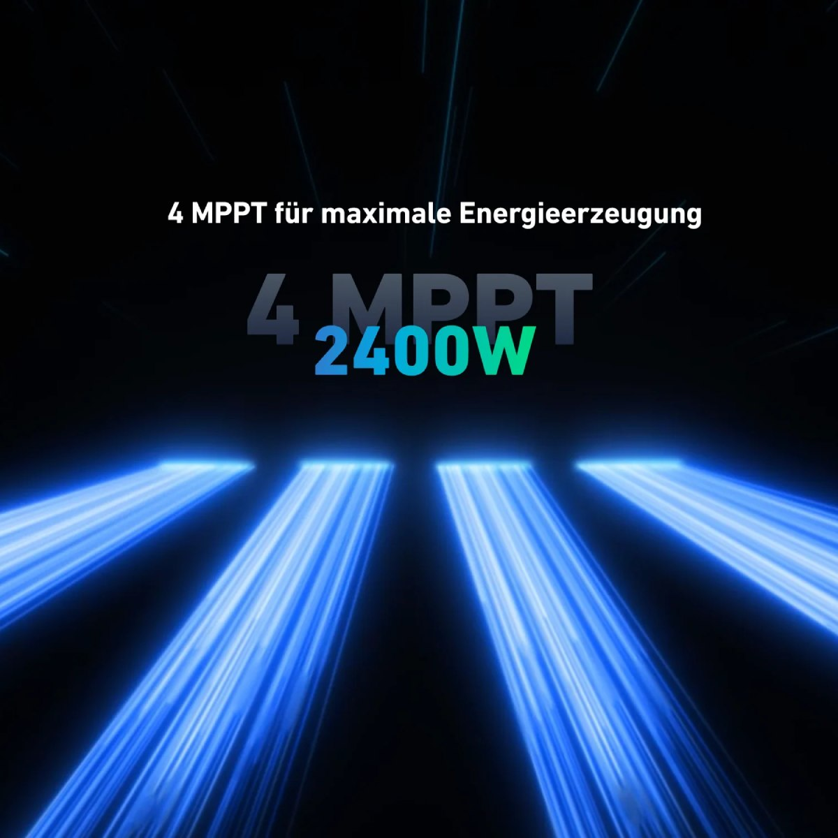 Ein Bild, das 4 MPPT für maximale Energieerzeugung zeigt.