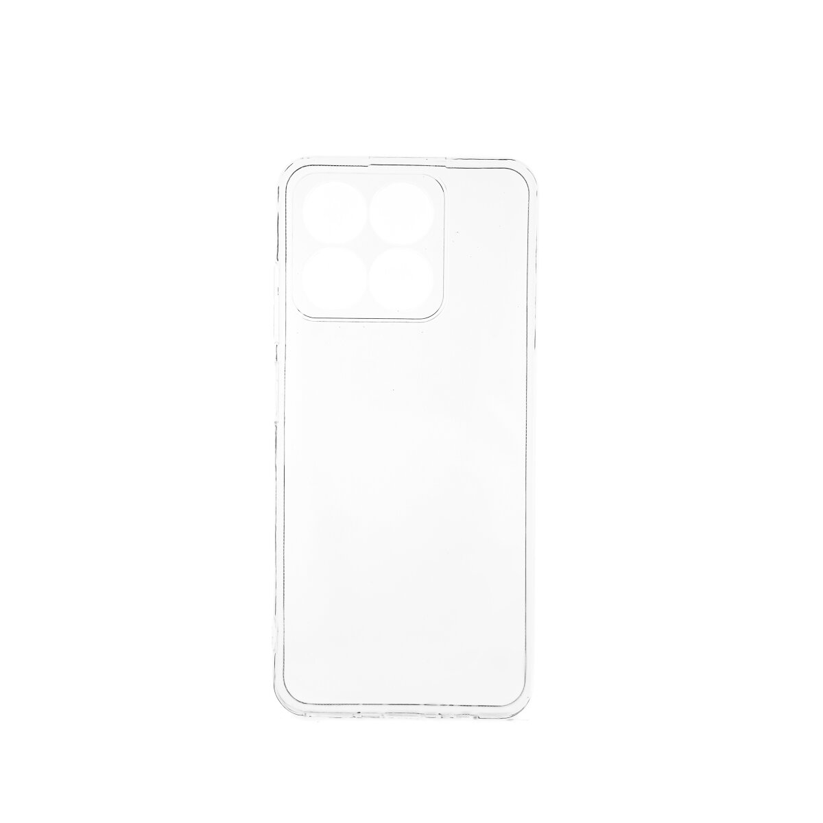 Transparente Handyhülle. Die Hülle ist transparent mit einem Ausschnitt für die Kamera.