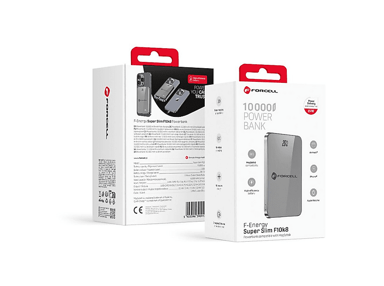FORCELL F10K8 Powerbank 10000 mAh Grau