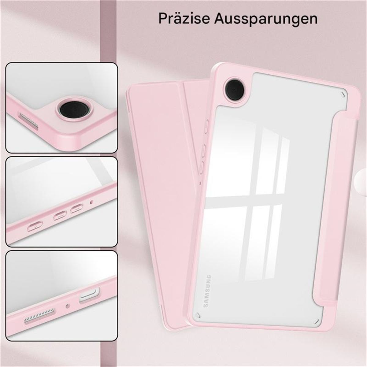Rosa Tablet-Hülle mit rosa Text.