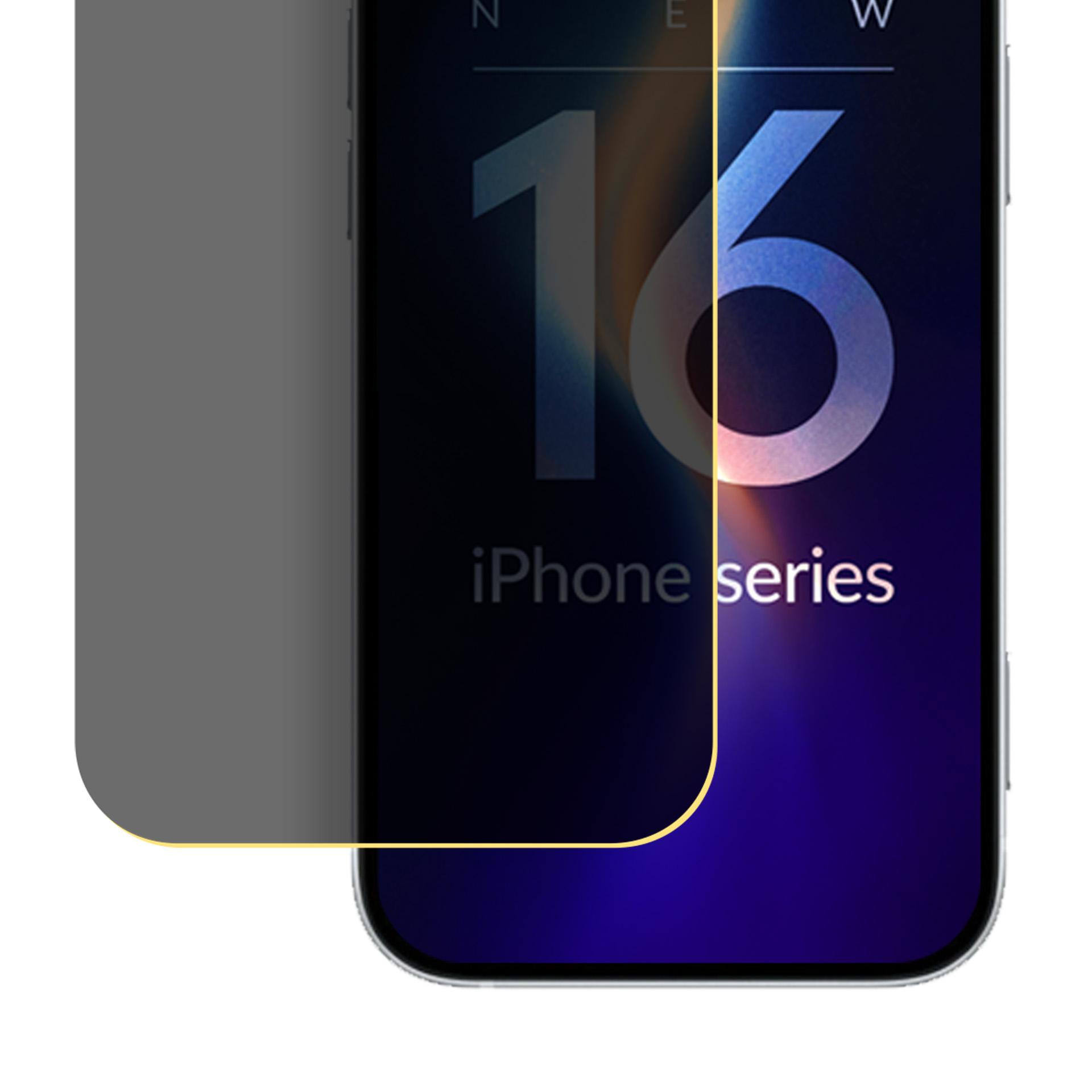 Ochraniacz ekranu iPhone 16 z ciemnoszarym odcieniem. Telefon wyświetla '16' i 'iPhone series'.