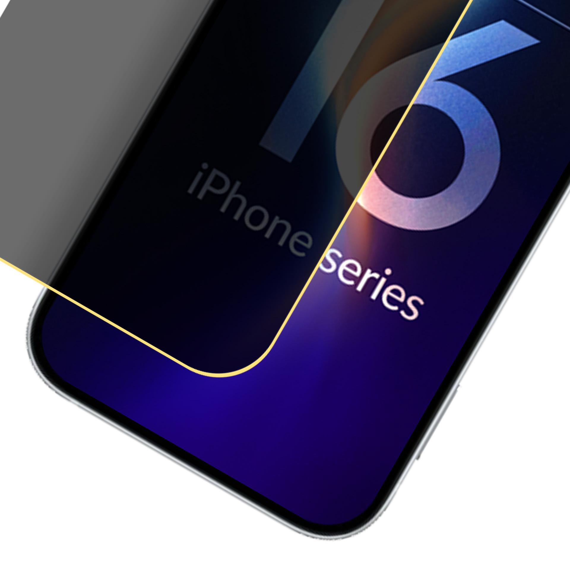 Ochraniacz ekranu iPhone 16. Telefon wyświetla '16' i 'iPhone series' na ciemnoniebieskim tle.