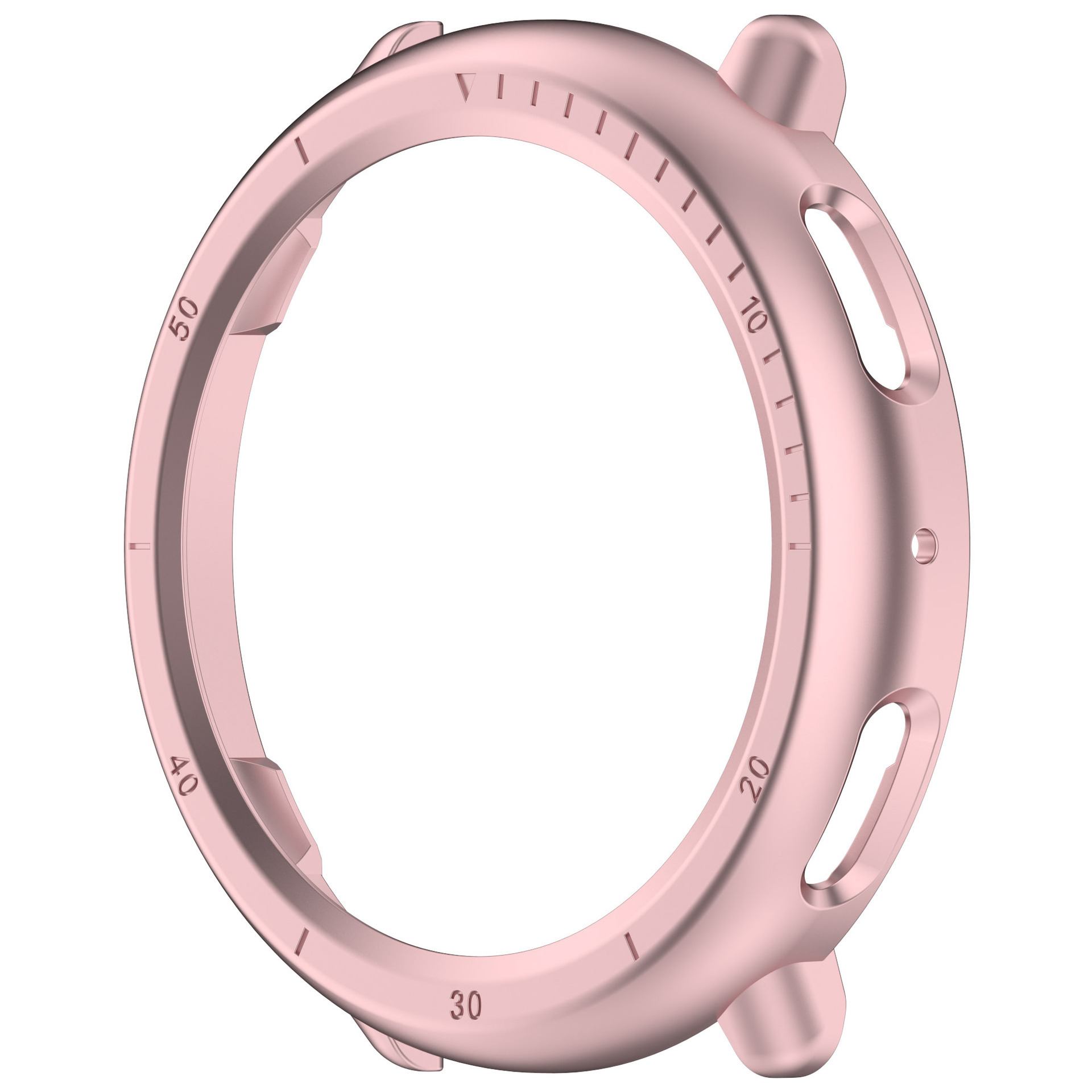 Lunetta rosa per orologio. Circolare, con numeri e indicatori sul bordo.