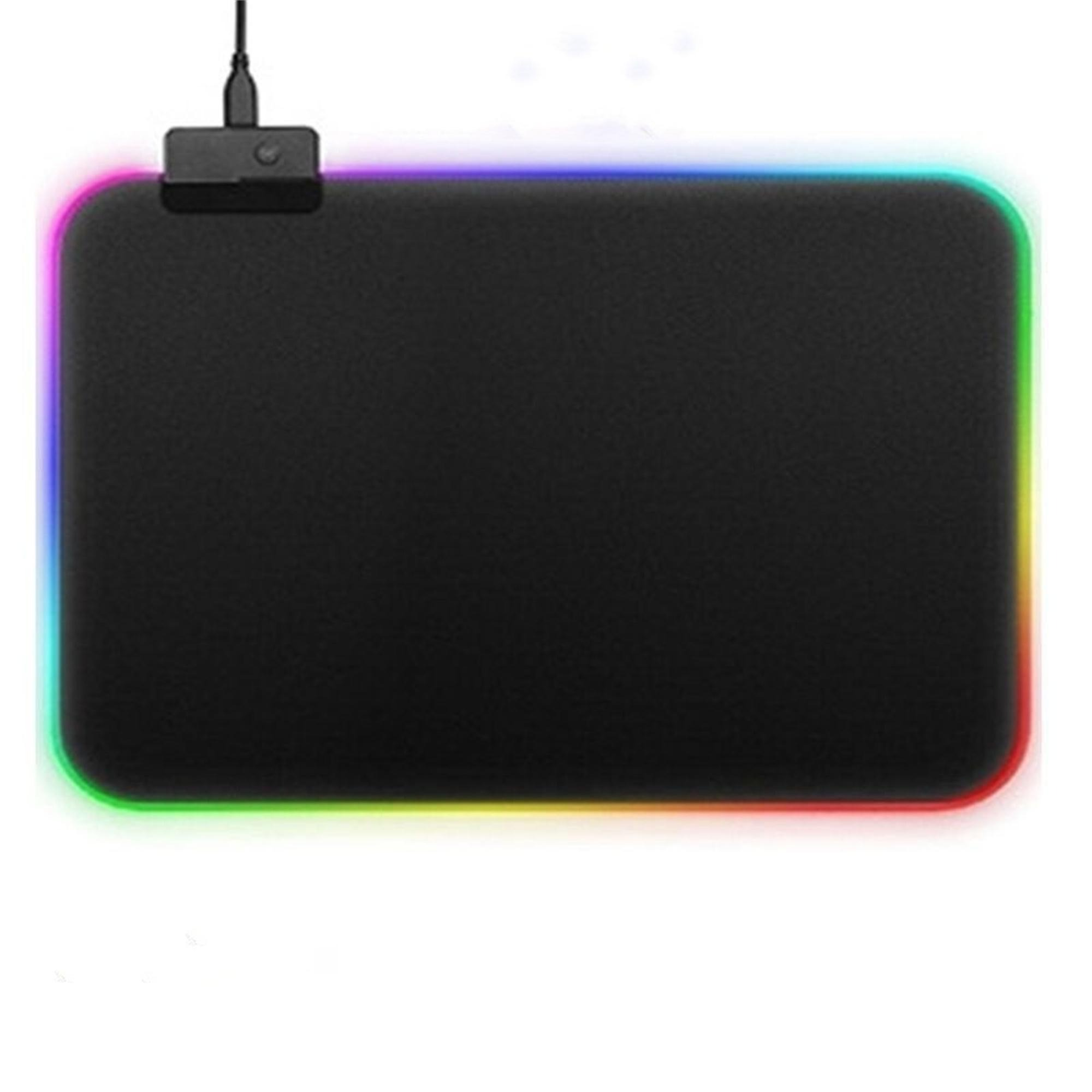 Ein schwarzes Mauspad mit einem farbigen LED-Rand.