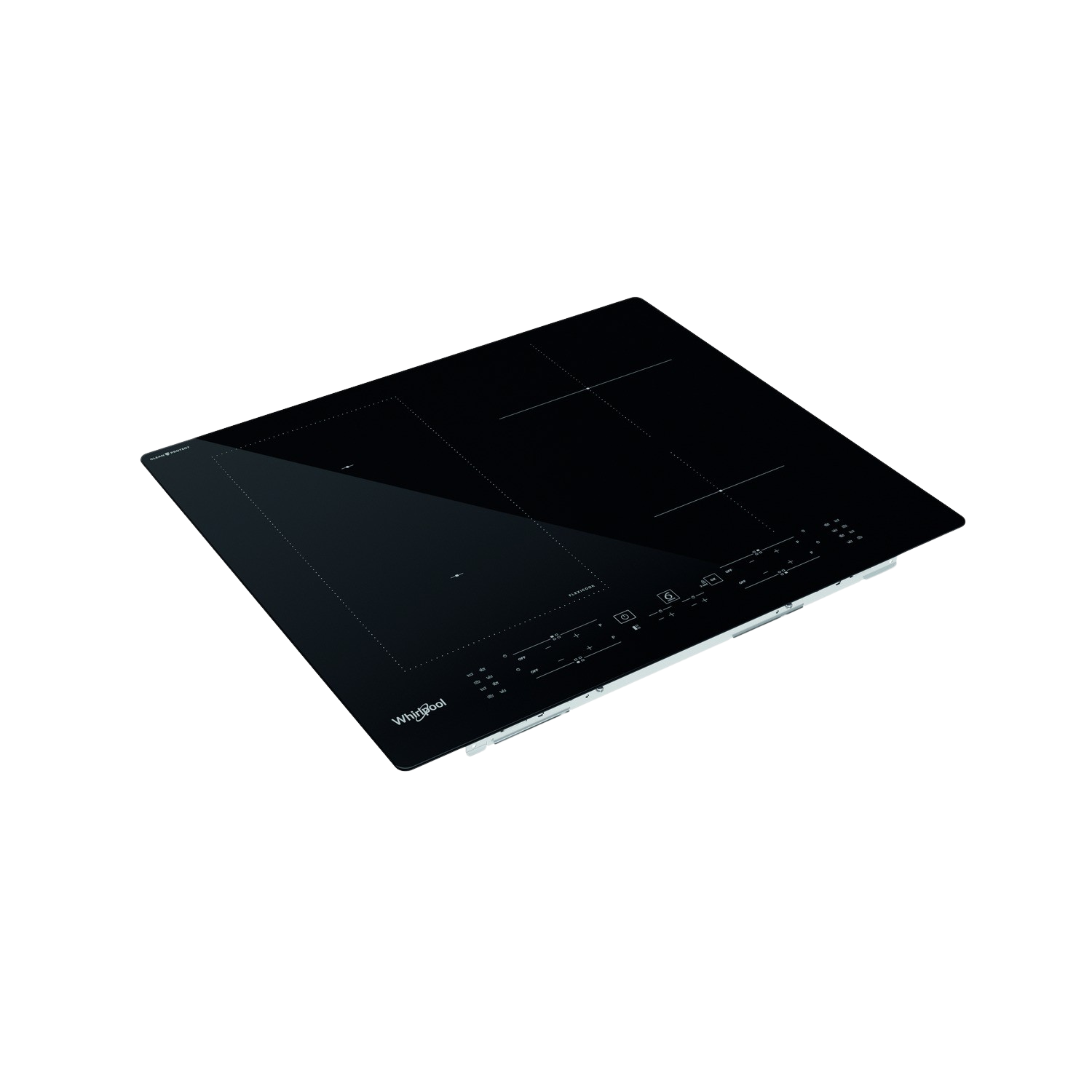 Czarna, wbudowana płyta indukcyjna, widok z góry. Płyta posiada sterowanie dotykowe i cztery strefy gotowania.