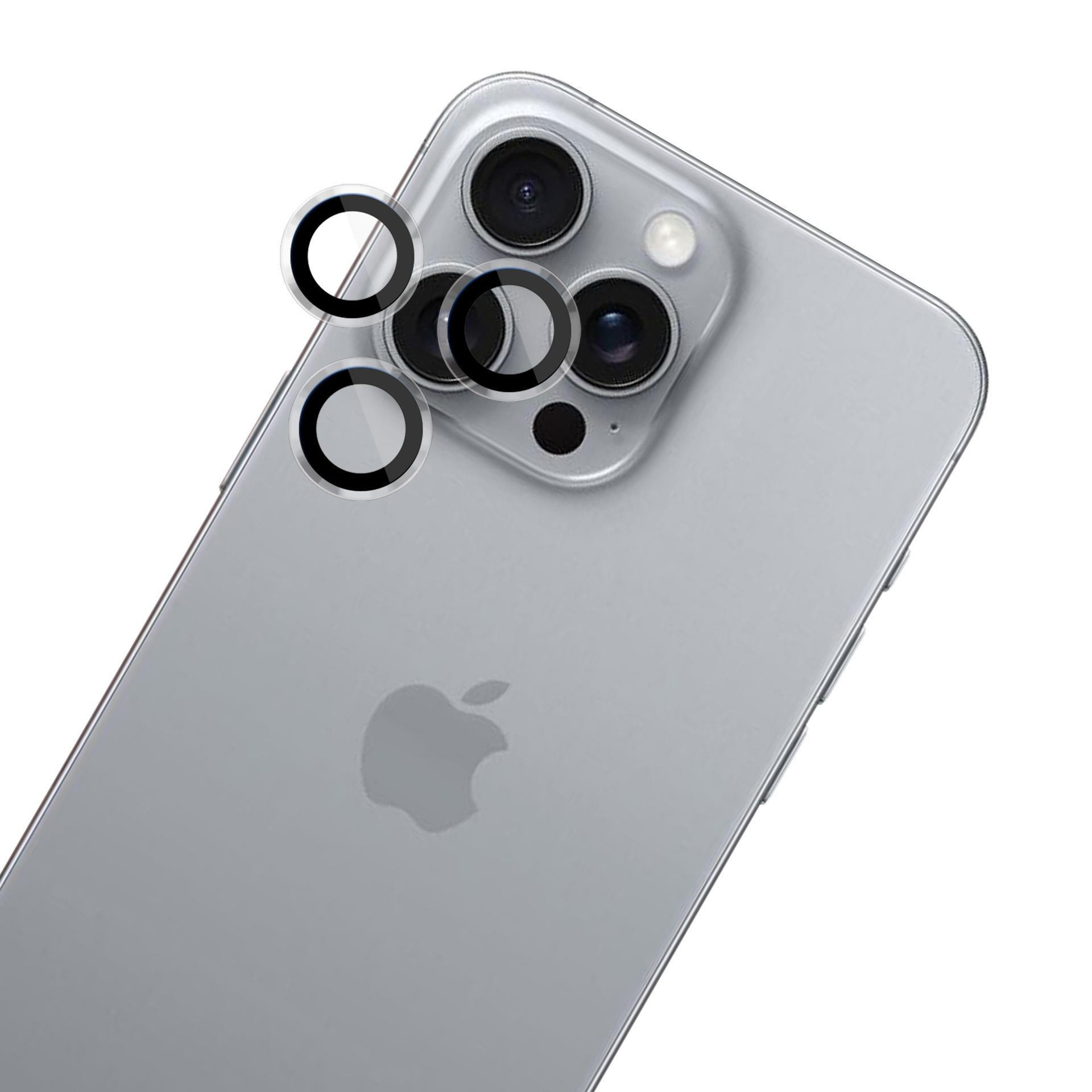 Primo piano di un proteggi obiettivo per fotocamera iPhone.