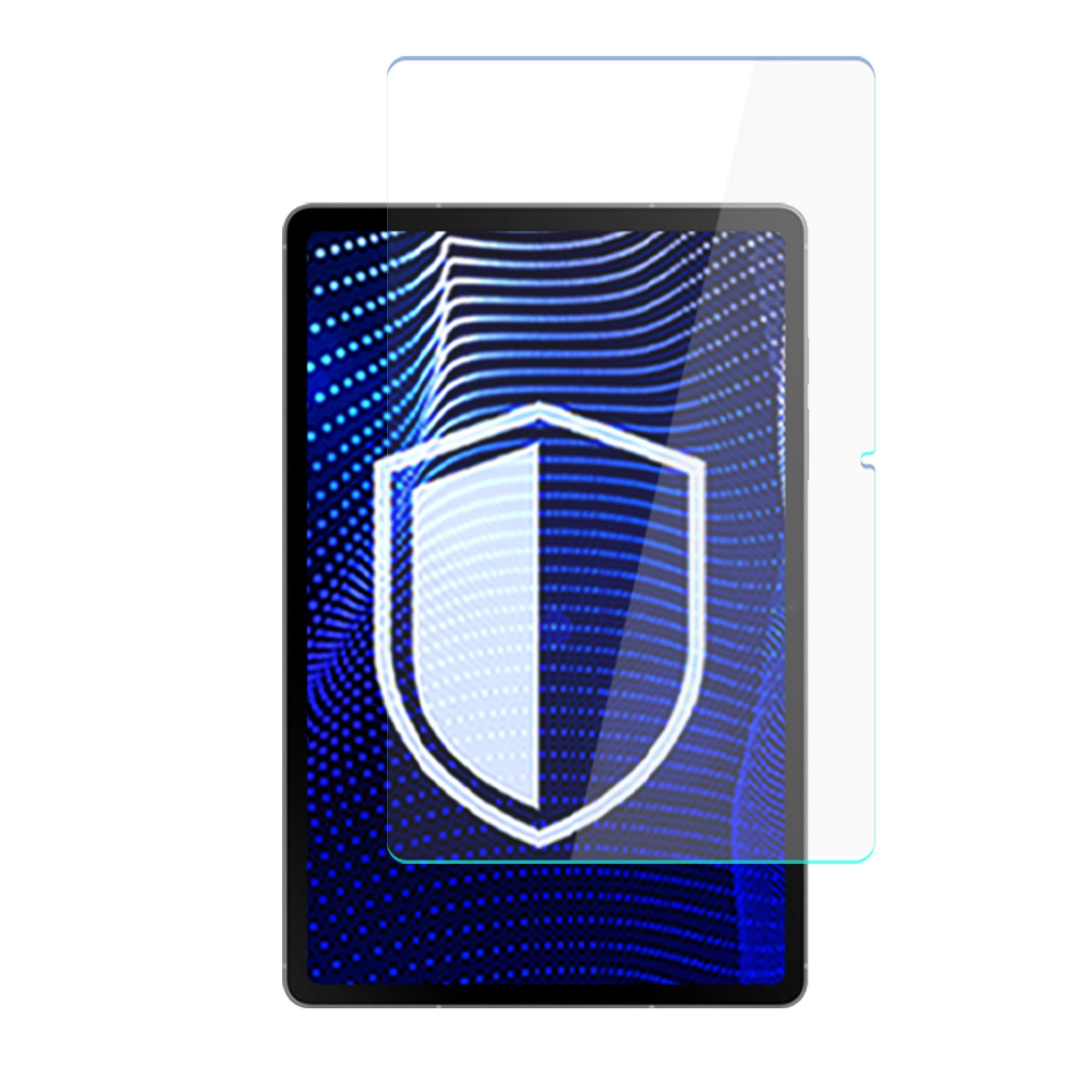 Tablet z ochraniaczem ekranu, wyświetlający ikonę tarczy na ekranie.