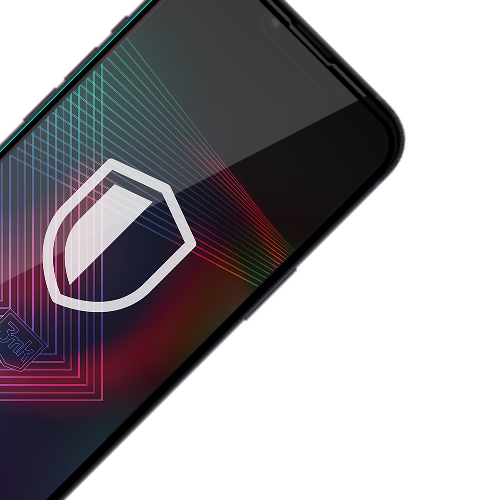Uno schermo del telefono con un'icona a scudo, che mostra un design colorato su sfondo bianco.