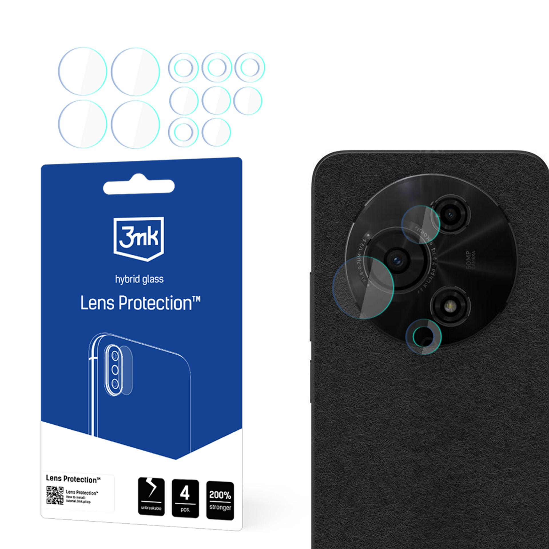 L'immagine mostra un kit di protezione dell'obiettivo. Include protezioni per l'obiettivo, un telefono e la confezione.