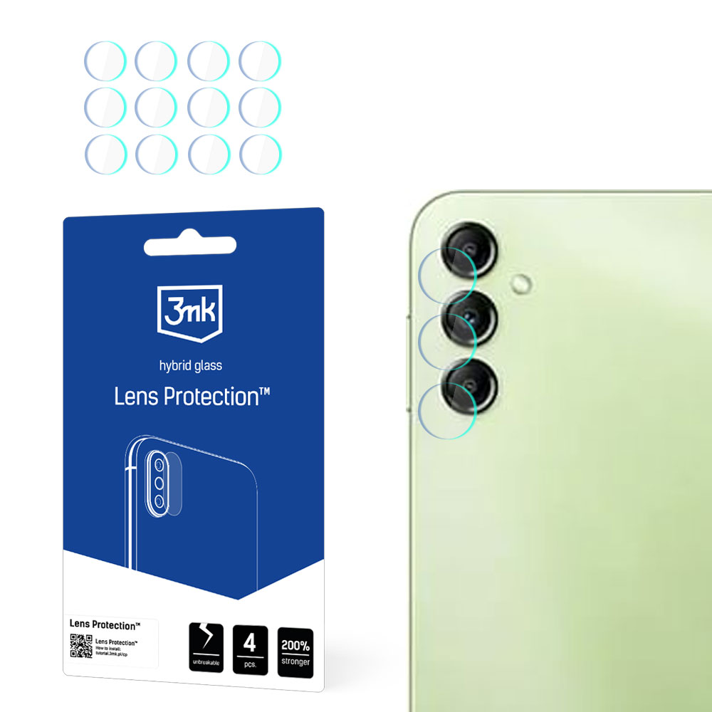 Zdjęcie produktu: Ochrony obiektywu, tył telefonu z obiektywami aparatu i ochraniacze na obiektywach. Na pudełku nazwa marki.