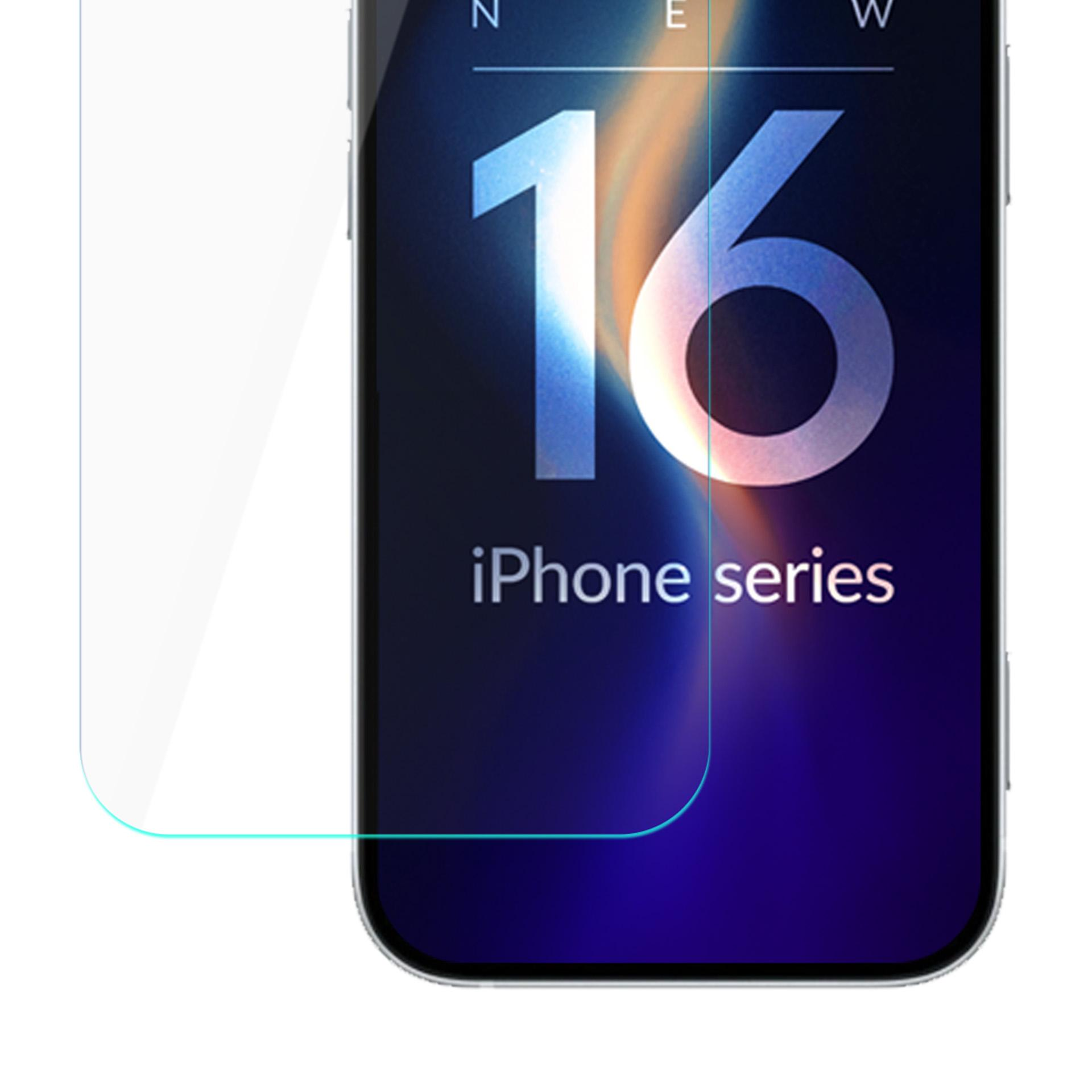 Una protezione schermo mostra un iPhone con il numero 16 e la scritta "iPhone series".
