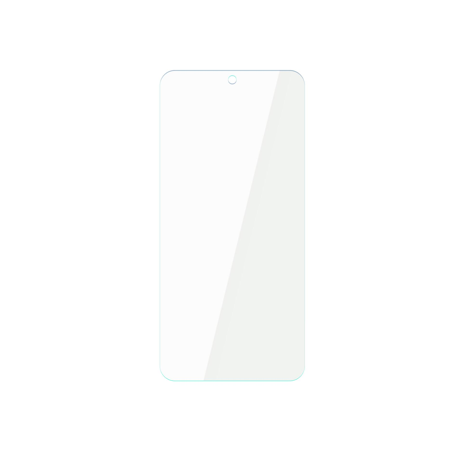 Una protezione schermo trasparente per smartphone, con un piccolo ritaglio per la fotocamera in alto.