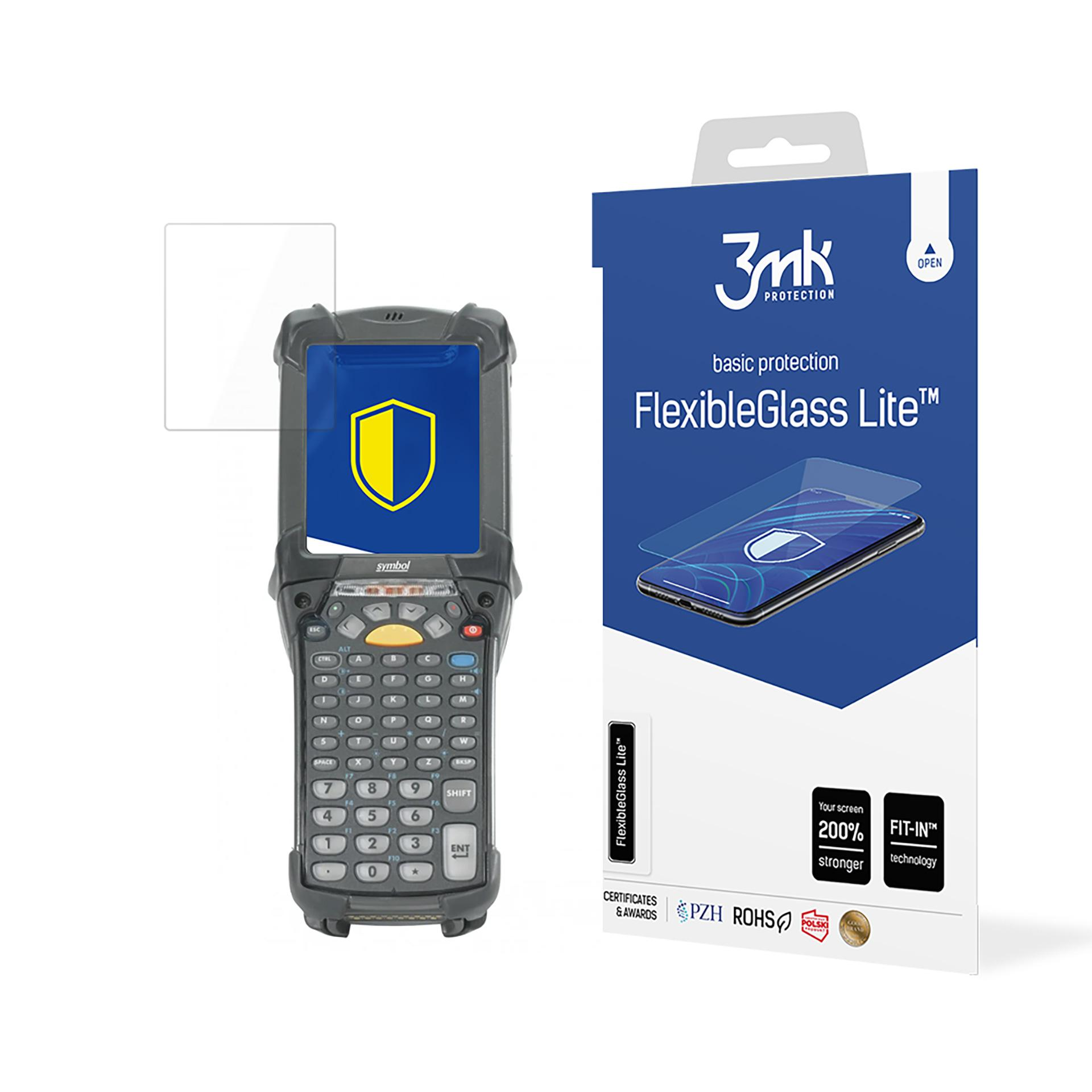Uno scanner di codici a barre e una scatola di protezione dello schermo. Lo scanner ha un'icona a scudo giallo.