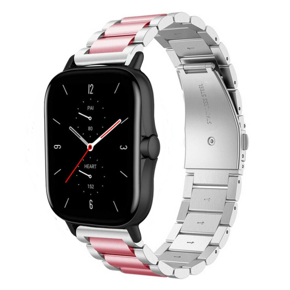 STRAP-IT© Stahlarmband, Ersatzarmband, Amazfit, GTS 2, Silber