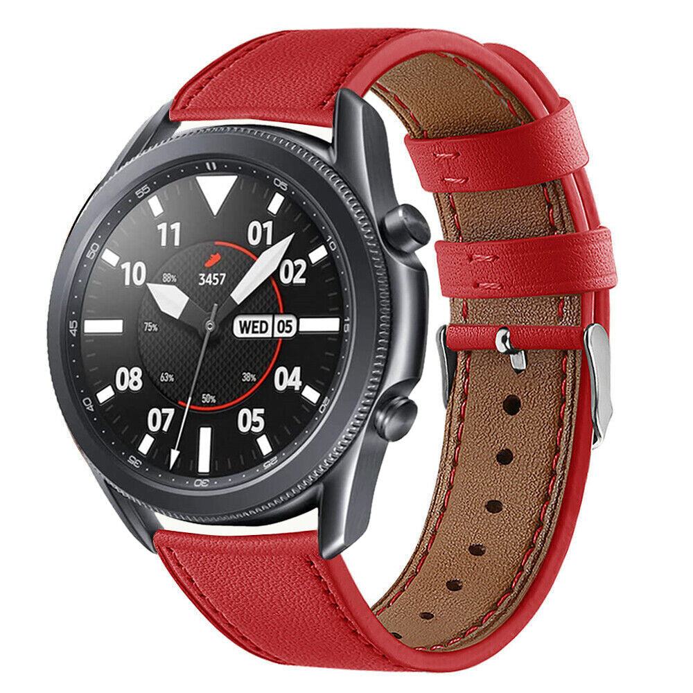 STRAP-IT© Lederarmband, Ersatzarmband, Samsung, Galaxy Watch 45 mm, Rot