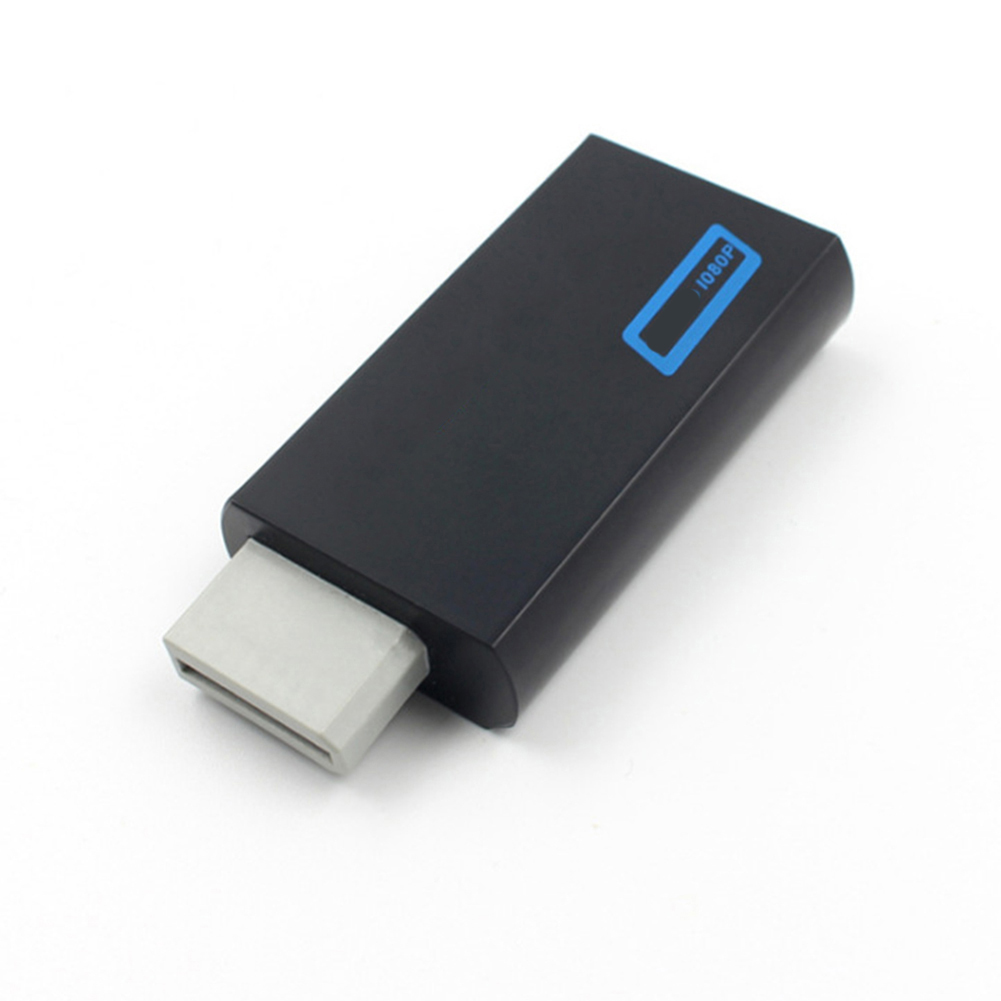 Ein schwarzer HDMI-Adapter mit grauem Stecker und blauem 1080P-Etikett auf weißem Hintergrund.