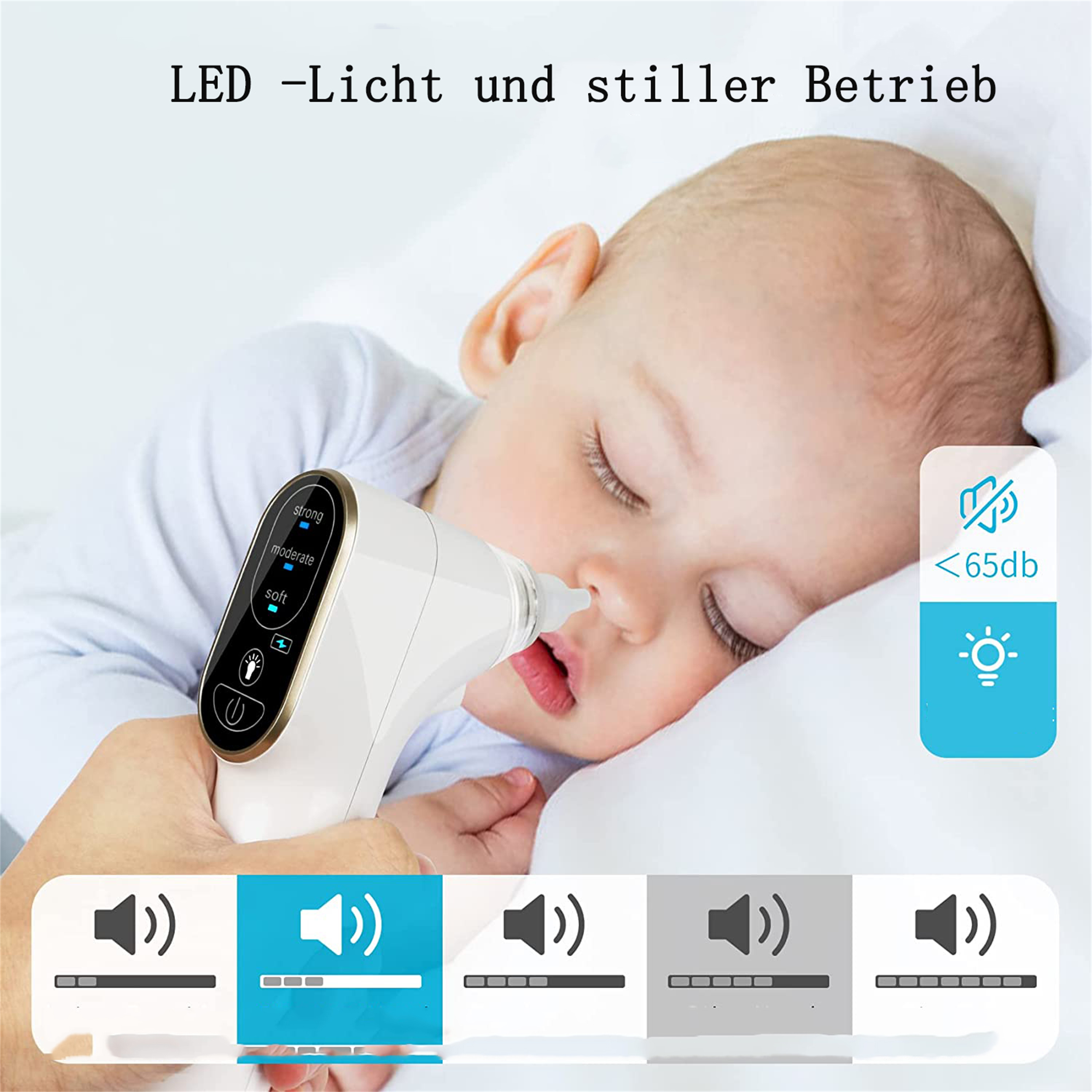 Ein Baby, das schläft, mit einem medizinischen Gerät in der Nähe seiner Nase.