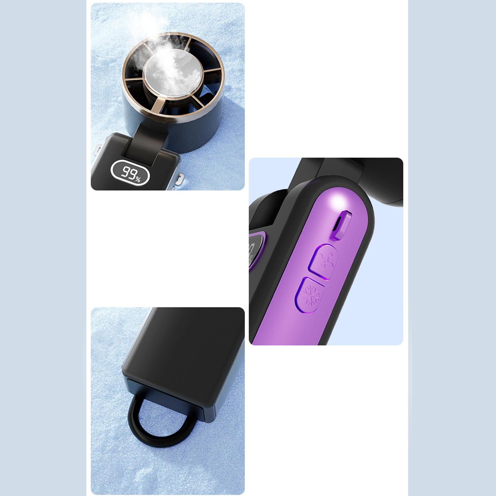 Nahaufnahmen eines Handventilators, mit Details zum Ventilator und seinen Knöpfen.