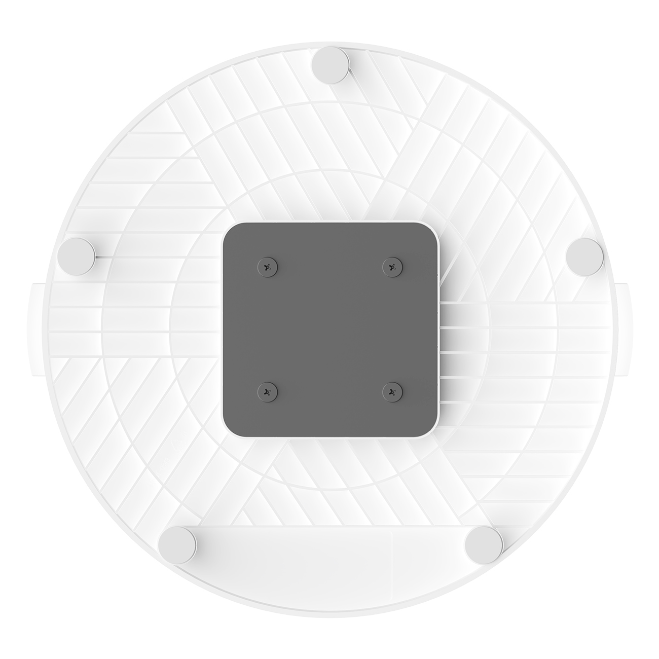 Biała plastikowa taca z ciemnoszarym kwadratem pośrodku.