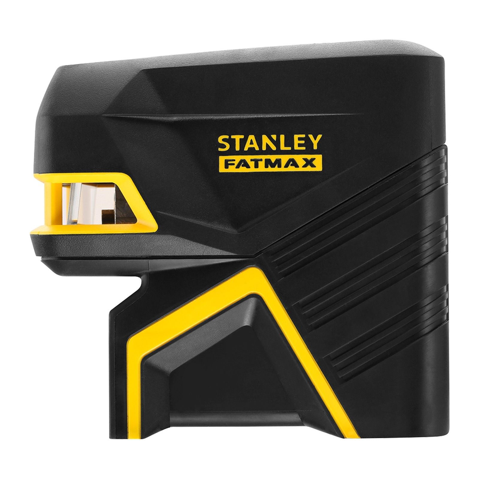 Un nivel láser amarillo y negro con un logotipo negro y amarillo.