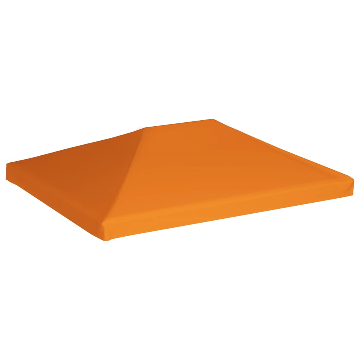 Ein orangefarbenes Zeltverdeck vor weißem Hintergrund. Es ist flach und rechteckig.