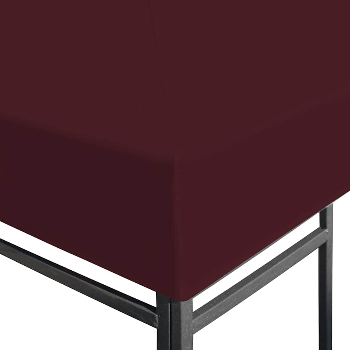 Superficie bordeaux su una struttura nera. La superficie superiore è solida e opaca. Sfondo bianco.