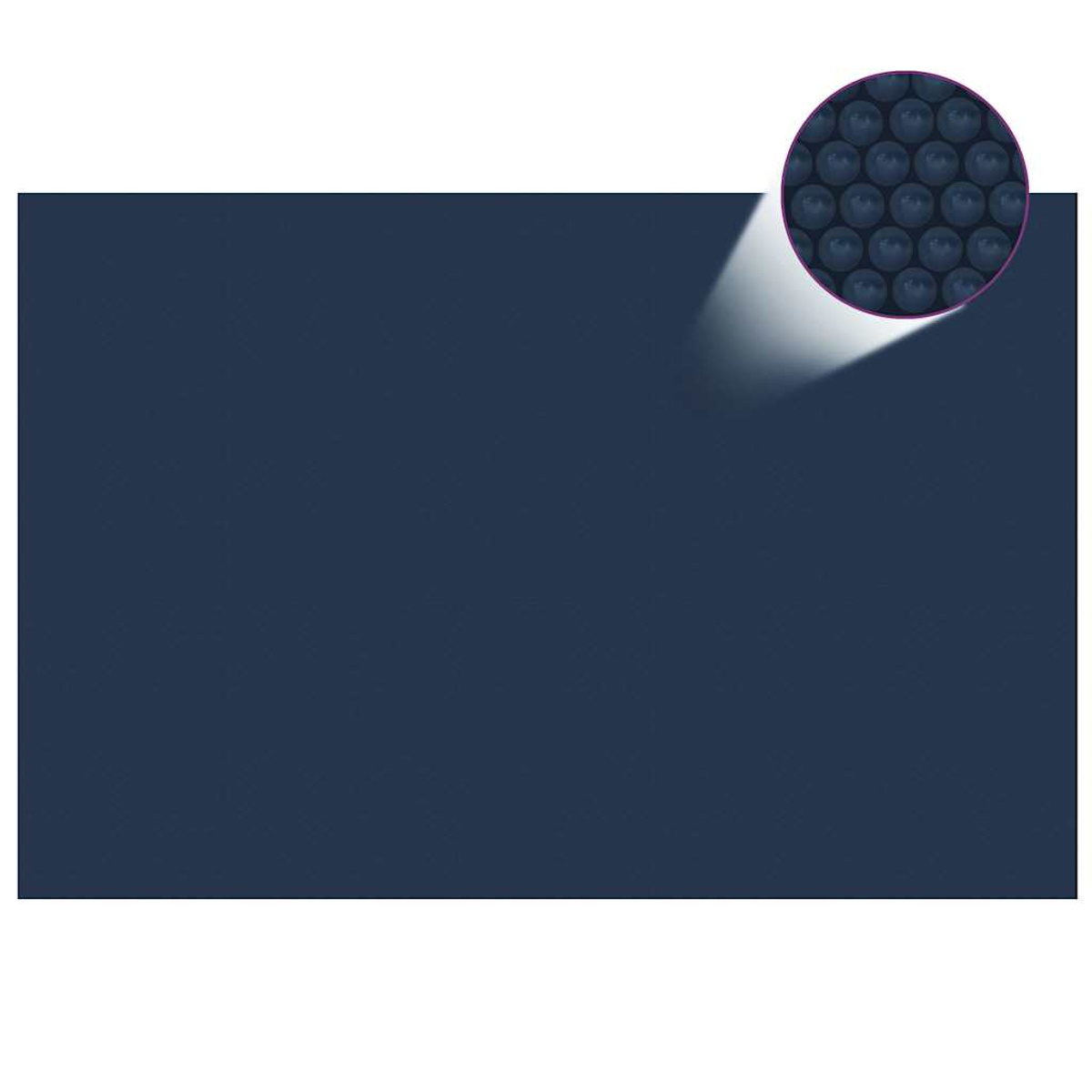 Eine dunkelblaue Oberfläche mit einem Nahkreis aus blauen Blasen in der oberen rechten Ecke.