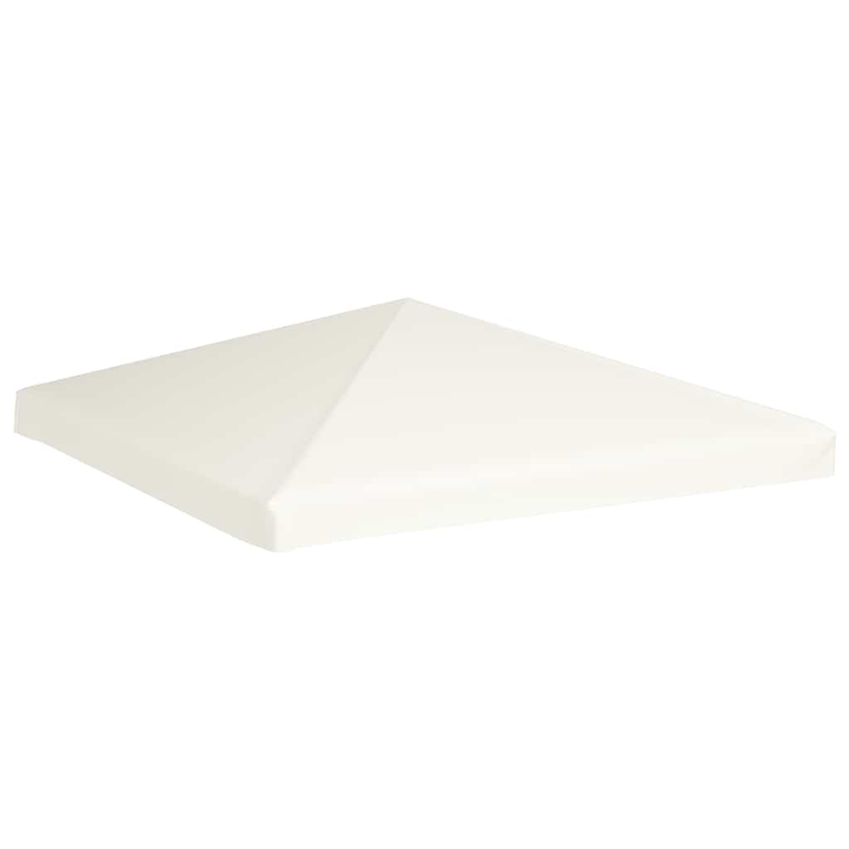 Parte superiore bianca e quadrata di un gazebo. La parte superiore ha un picco appuntito e lati leggermente inclinati.