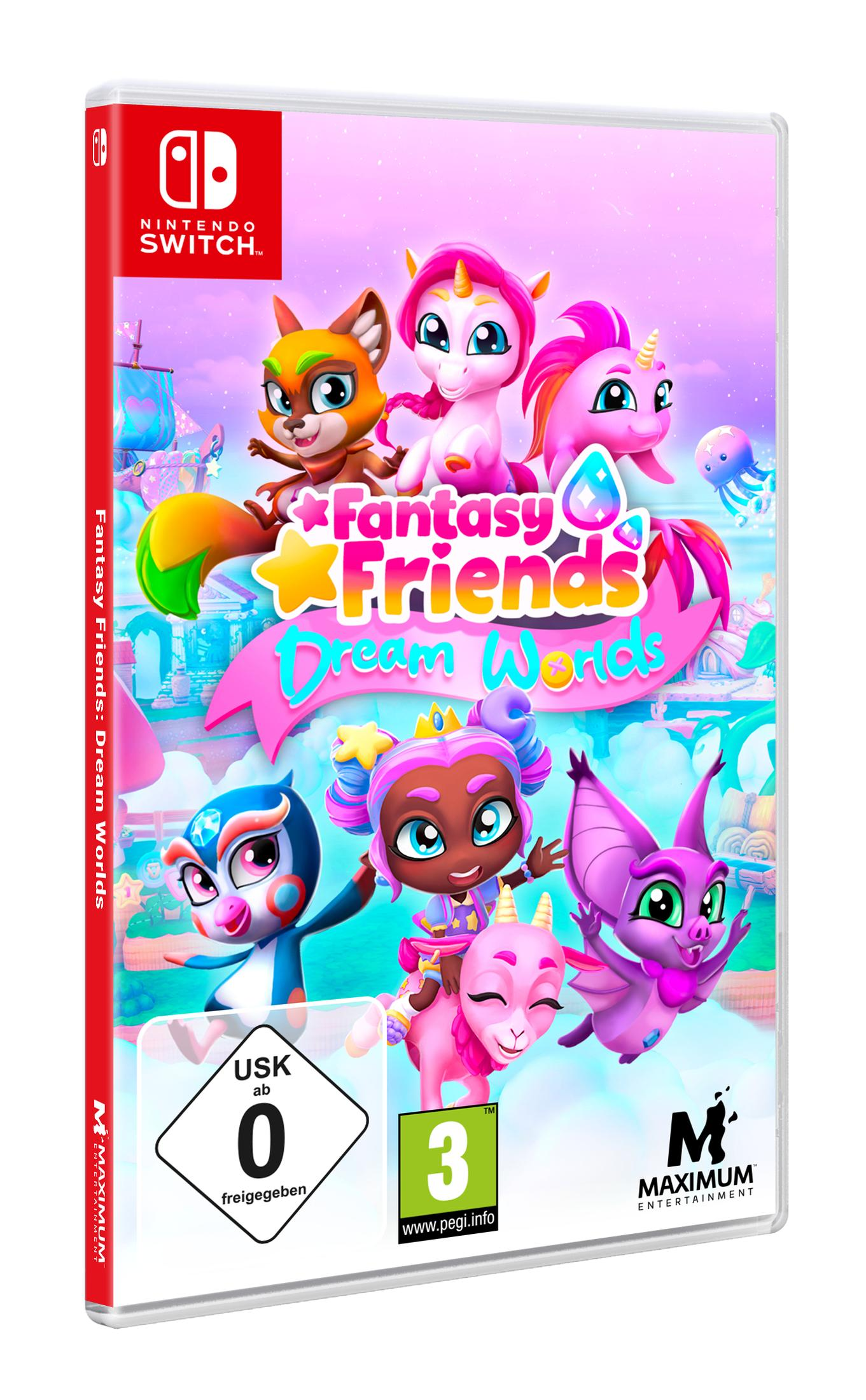 Nintendo Switch-Spielbox mit bunten Fantasy-Charakteren und Titel.