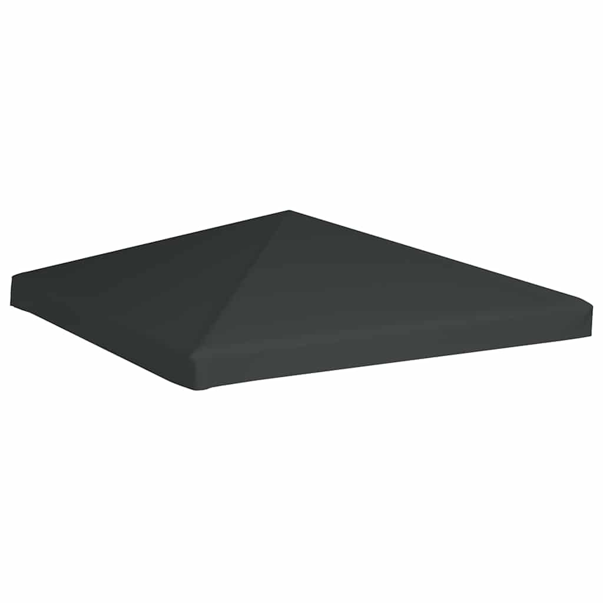 Un top gazebo nero. È di forma quadrata con una parte superiore a punta.