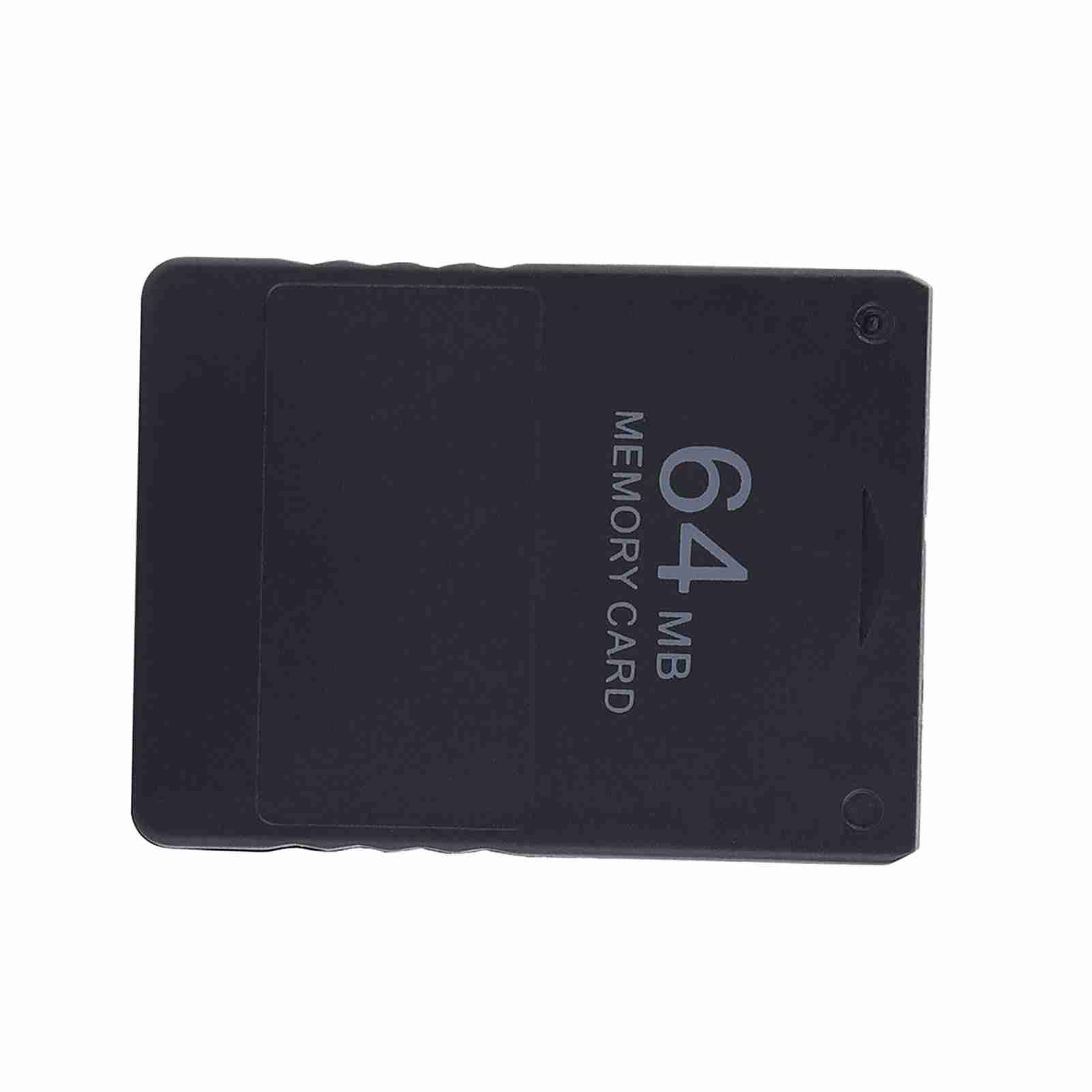 Eine schwarze 64-MB-Speicherkarte für eine Spielkonsole. Der Text "64 MB MEMORY CARD" ist sichtbar.