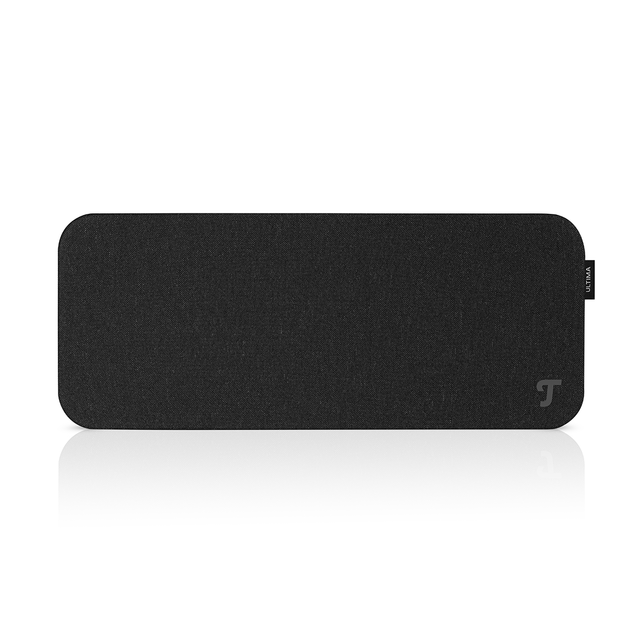 Ein schwarzes rechteckiges Mousepad mit Logo und dem Wort Ultima.