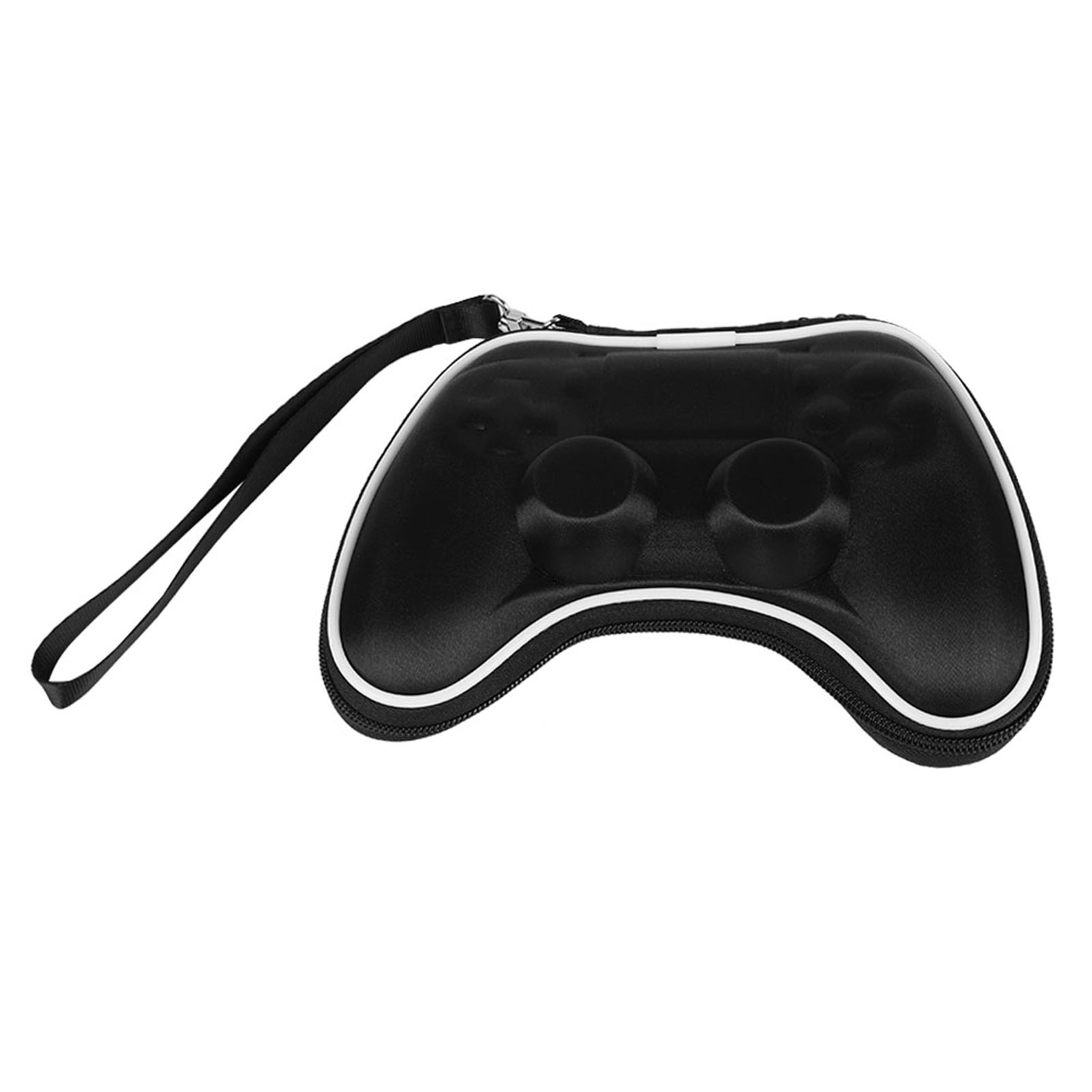 Schwarze Controller-Hülle mit schwarzem Riemen. Die Hülle ist wie ein Controller geformt.