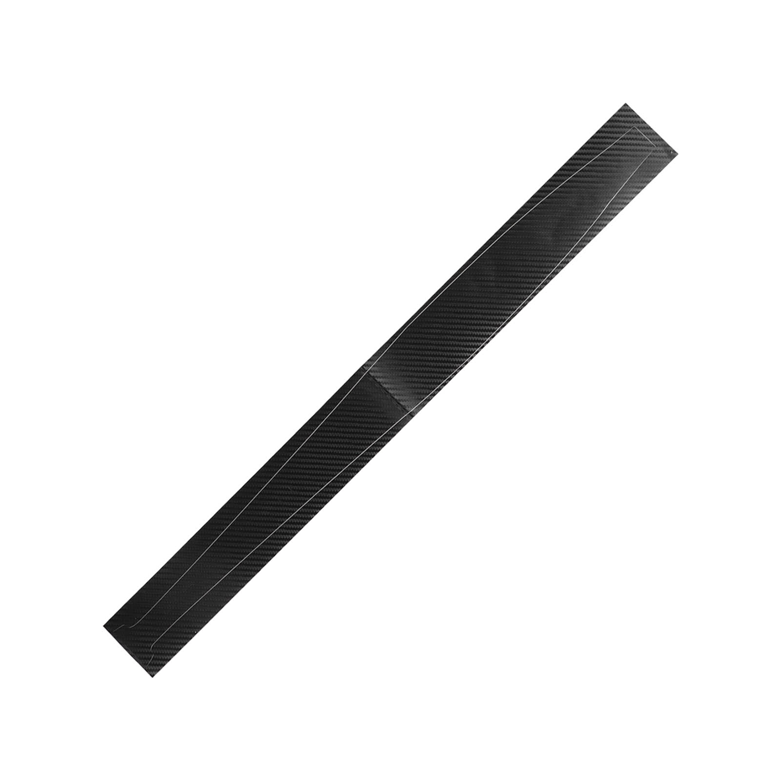 Ein schwarzer Carbonfaserstreifen. Der Streifen hat ein diagonales Webmuster und einen weißen Rand.